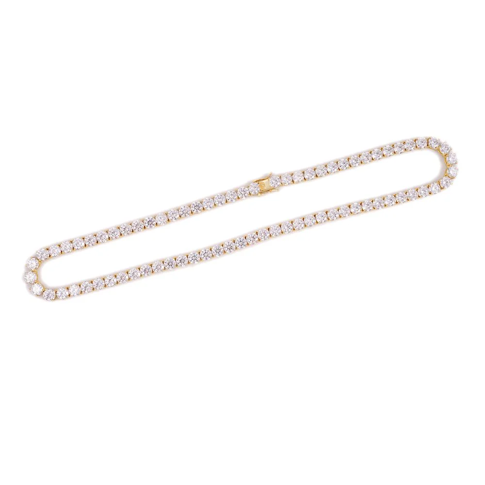 6MM Diamond Tennis Chain 14K Solid Yellow Gold - Image 5