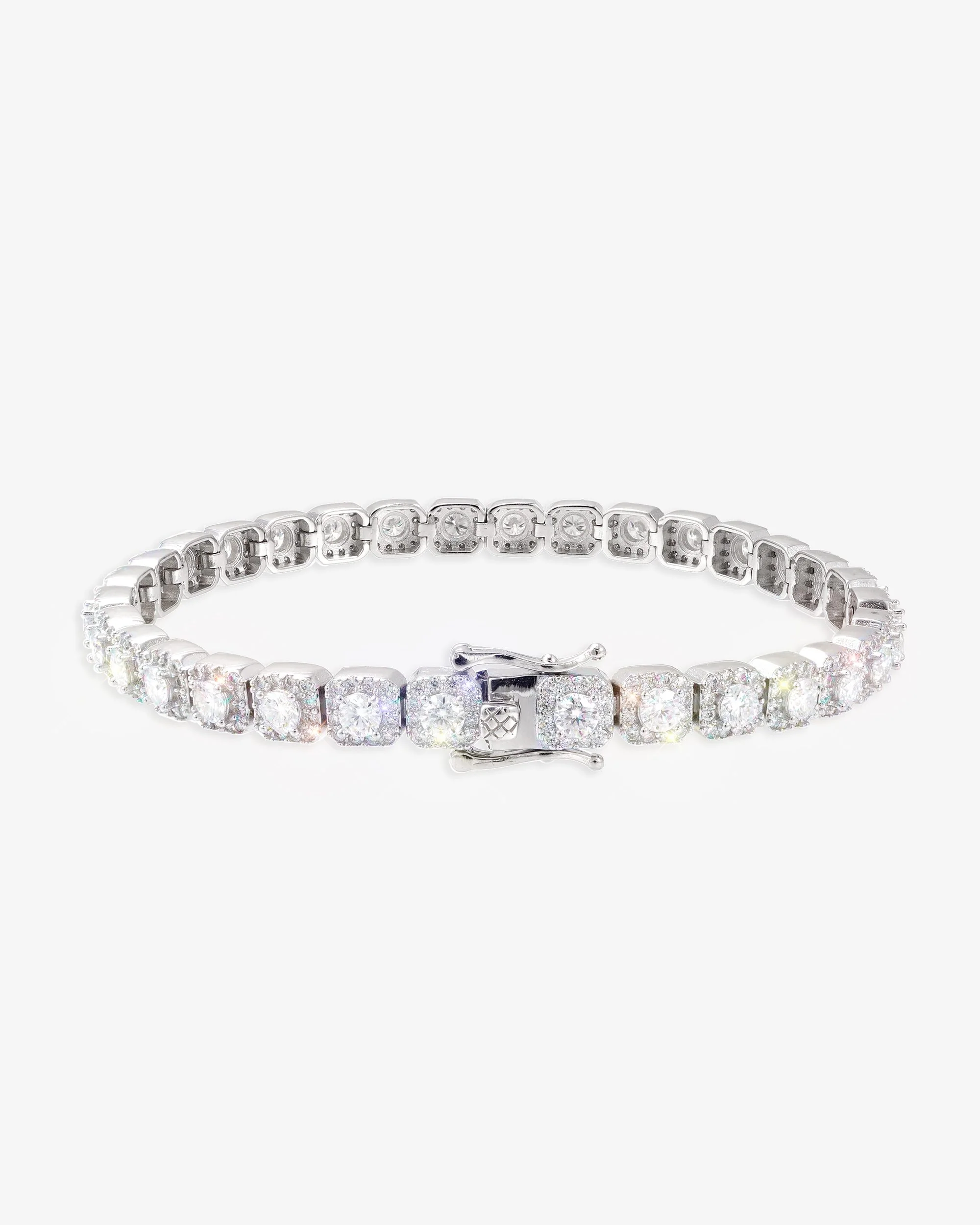 6MM Moissanite Clustered Tennis Bracelet 14K Gold - Image 4