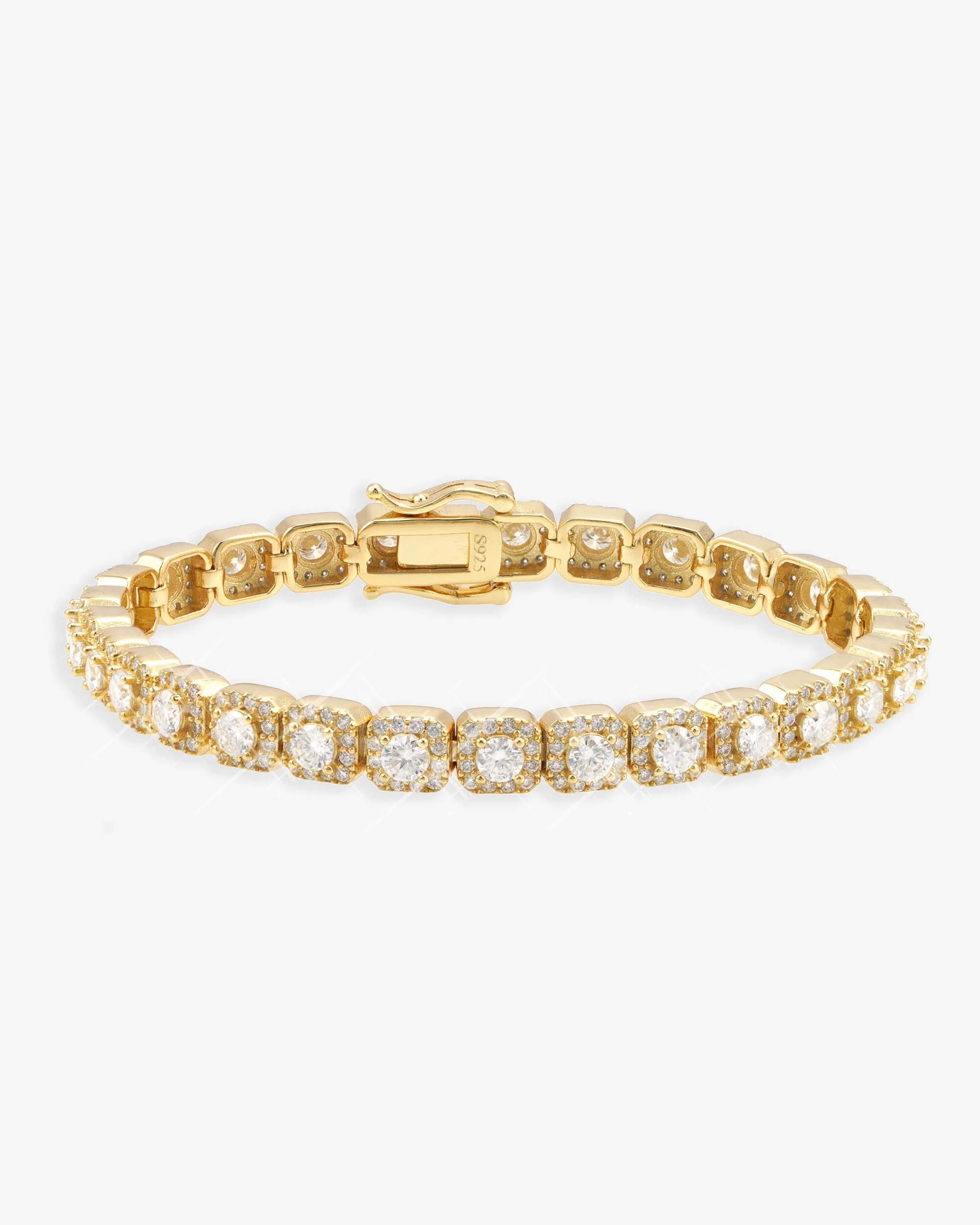 6MM Moissanite Clustered Tennis Bracelet 14K Gold - Image 6