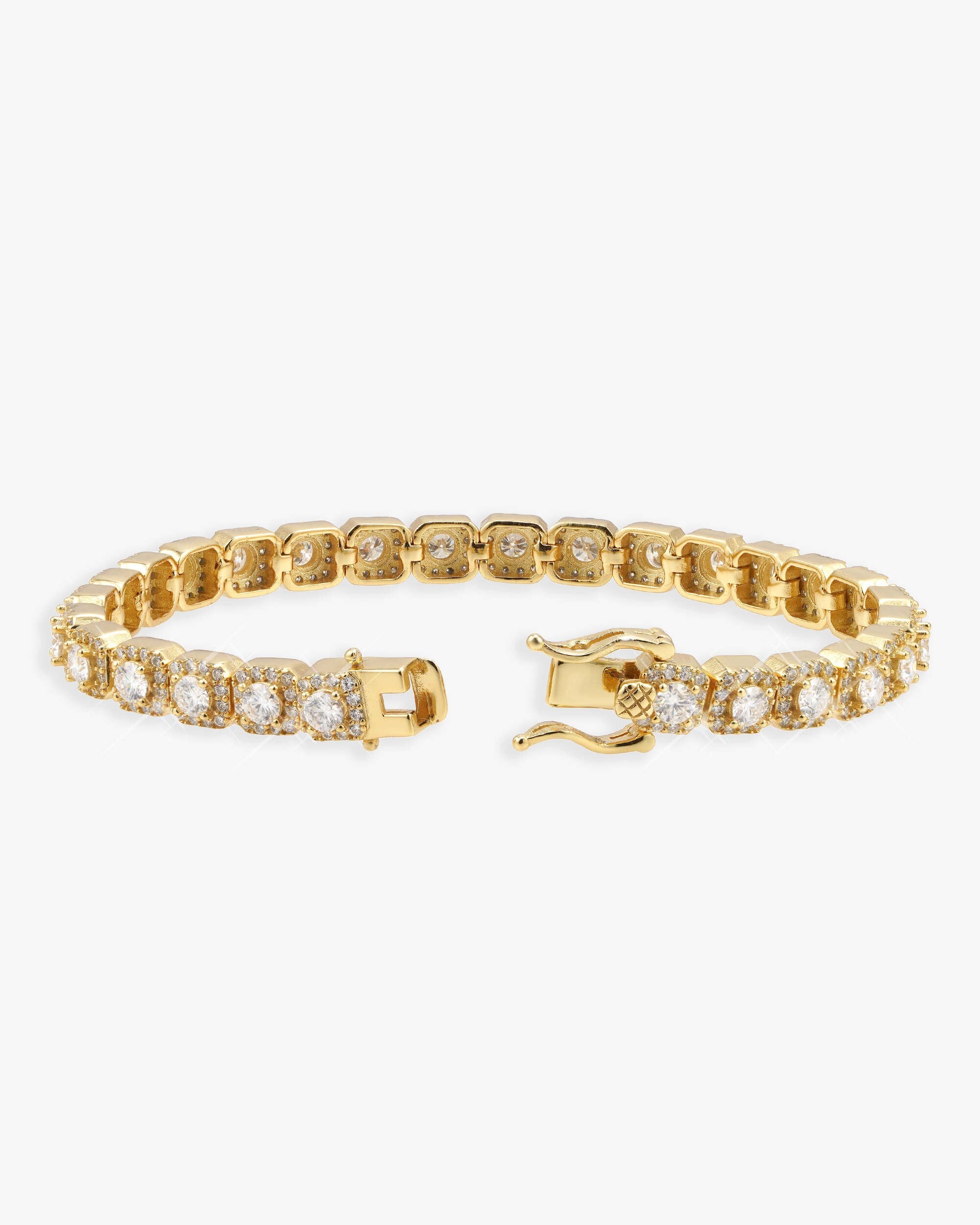 6MM Moissanite Clustered Tennis Bracelet 14K Gold - Image 8