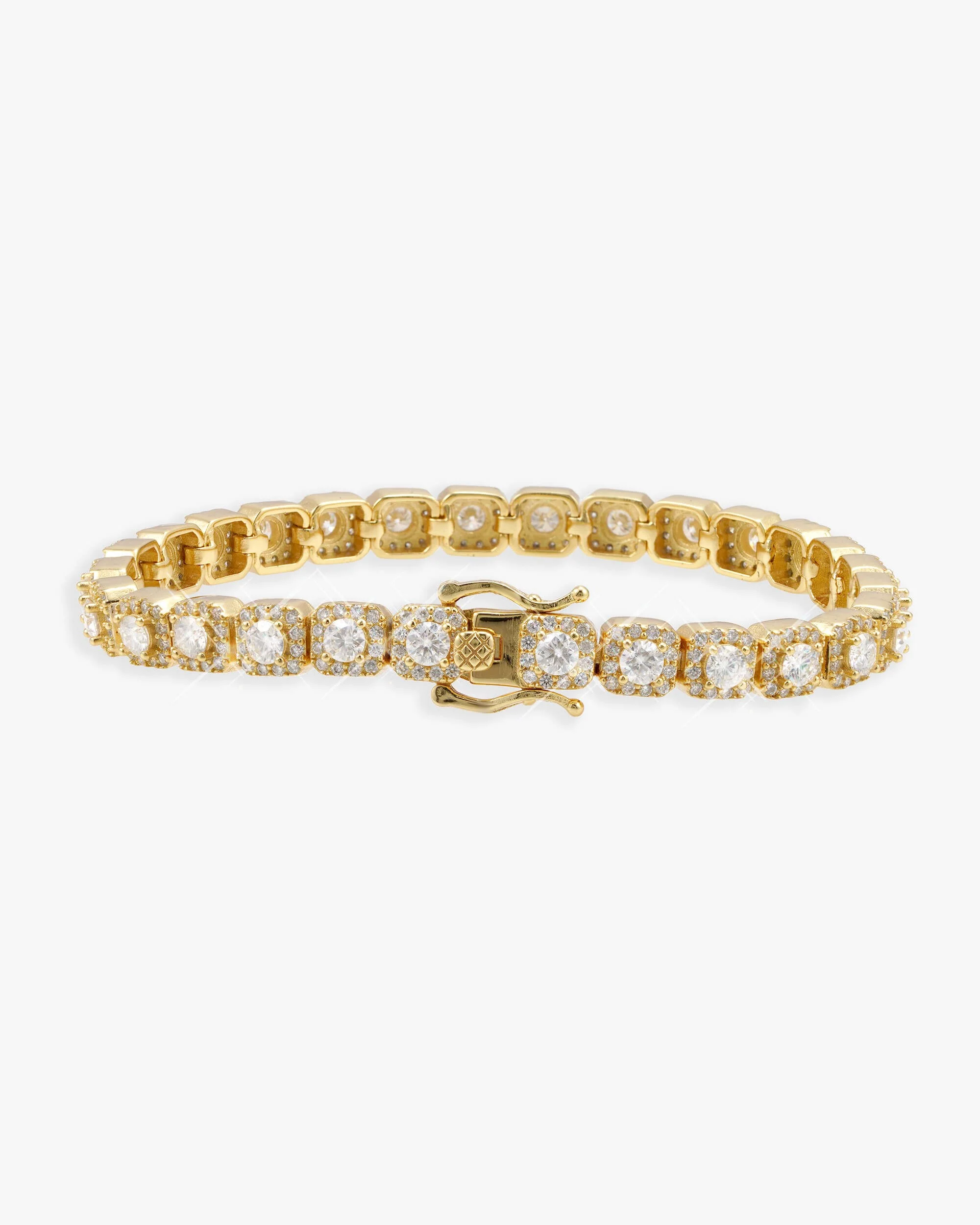 6MM Moissanite Clustered Tennis Bracelet 14K Gold - Image 9