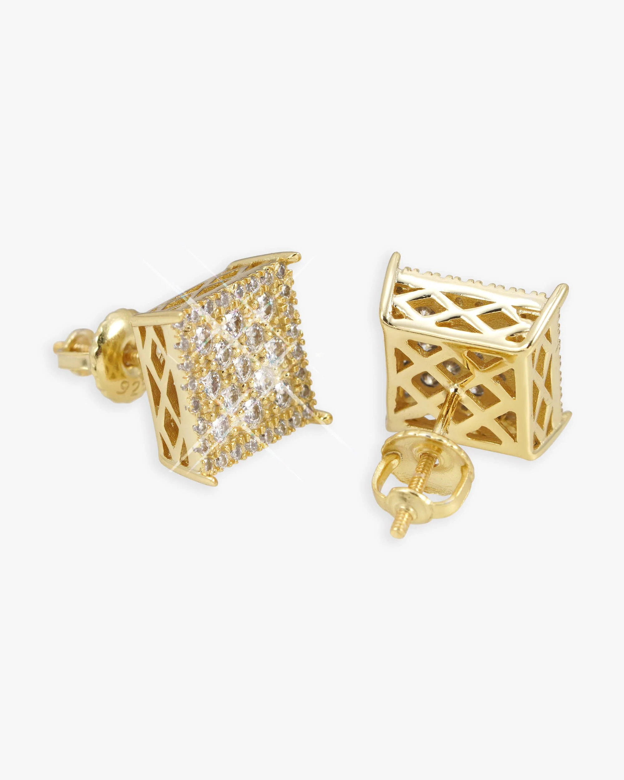 9MM Moissanite Square Earrings 14K Gold - Image 3