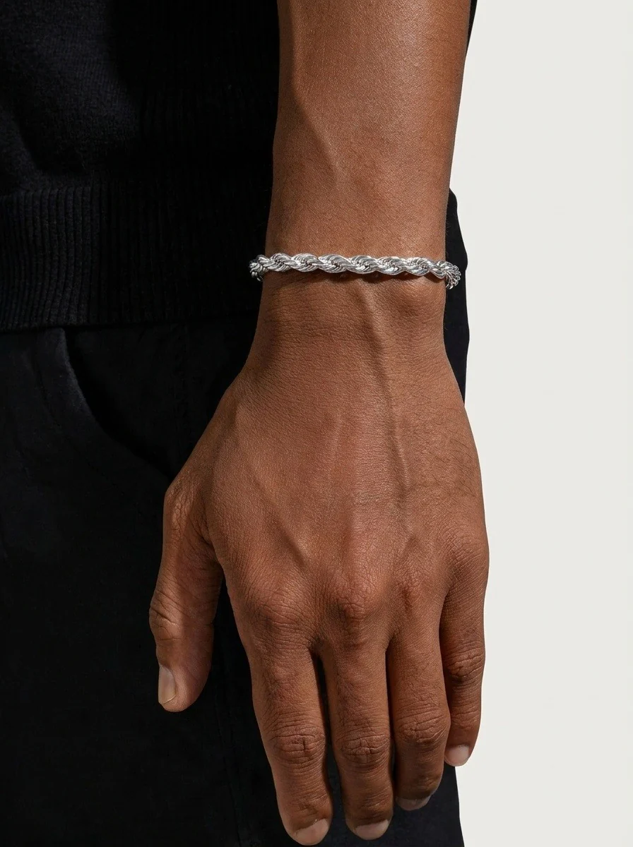 6MM Rope Bracelet Silver - Image 2