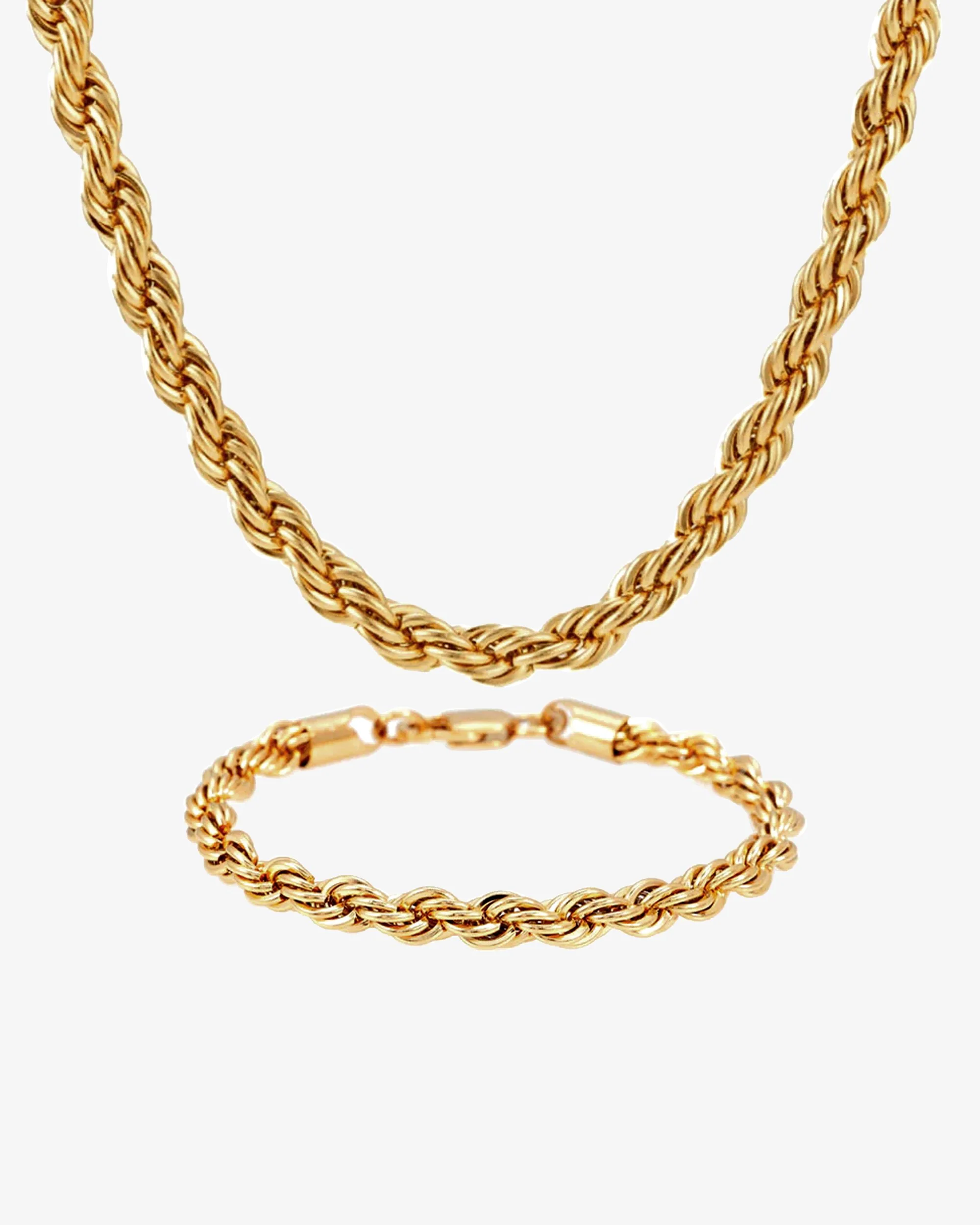 6MM Rope Chain and Bracelet Bundle 14K Gold