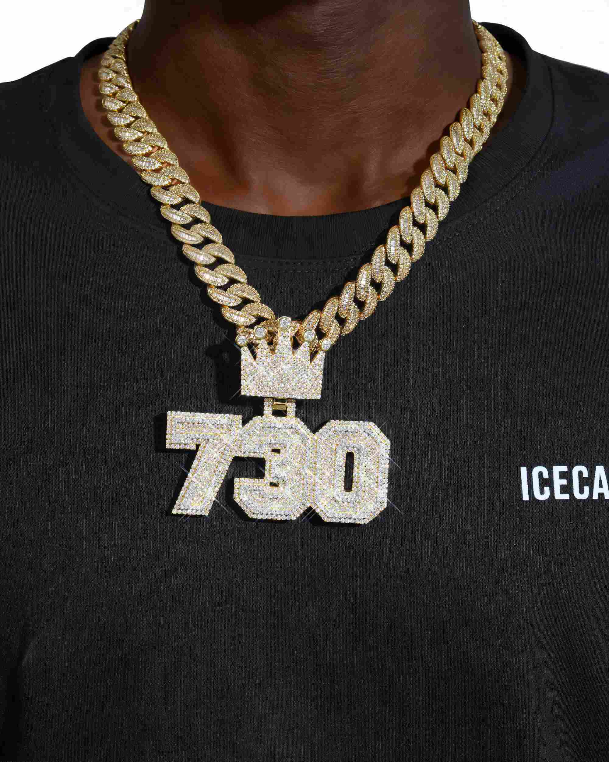 "730" Custom Moissanite Pendant 14K Gold - Image 2