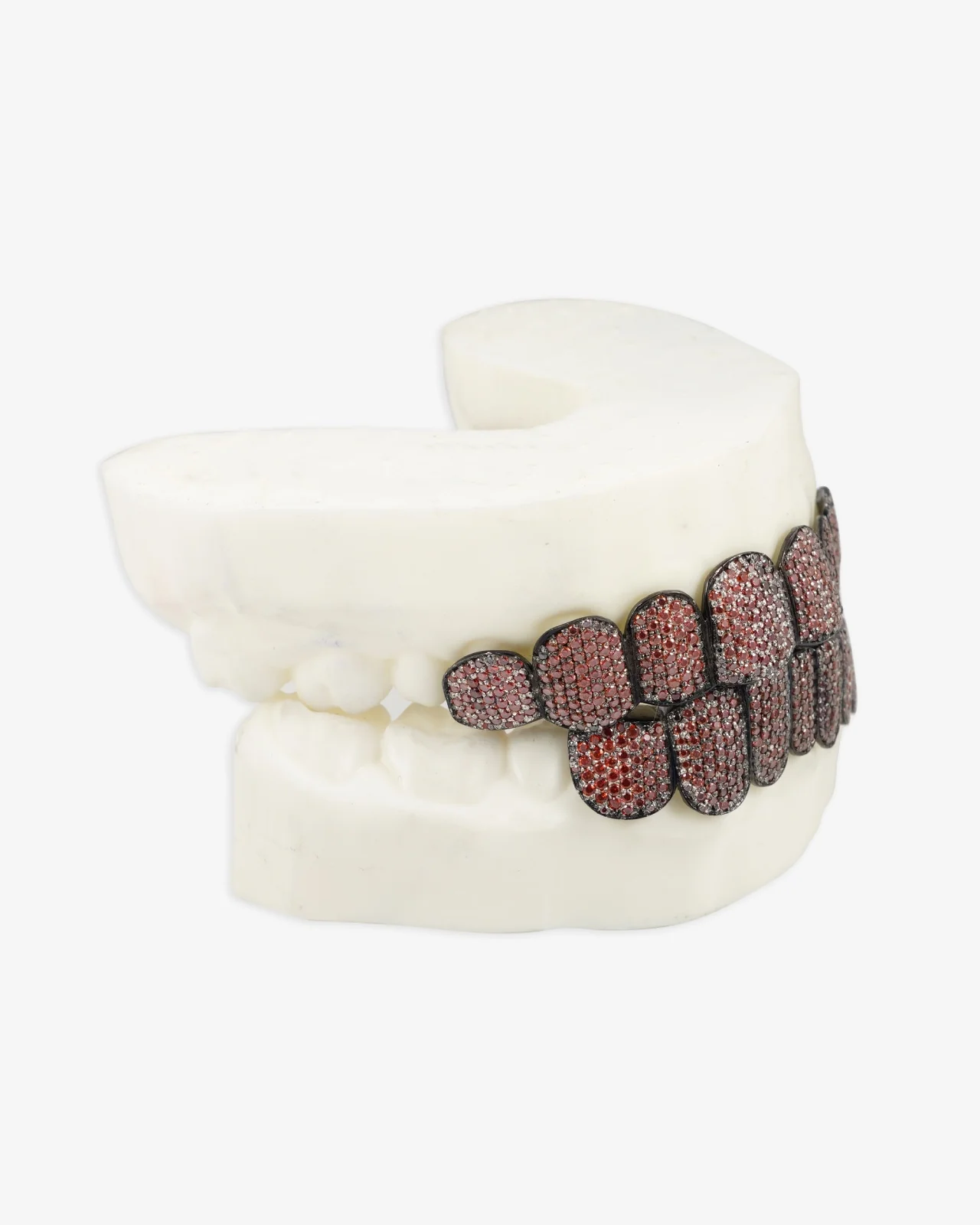 8 on 8 Red Moissanite Grillz 14K Black Gold - Image 4