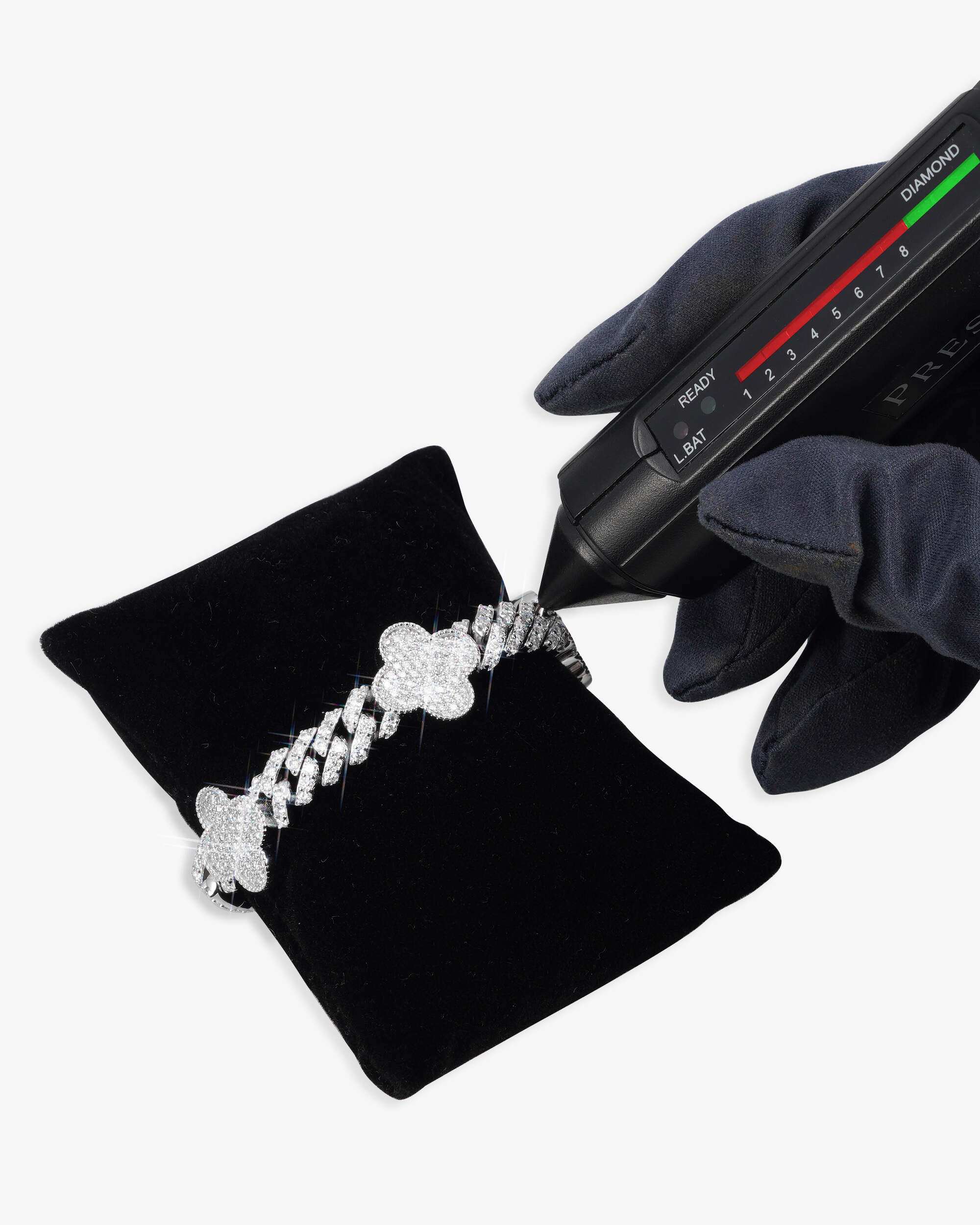 8MM Four Leaf Moissanite Cuban Link Bracelet 14K Gold - Image 4