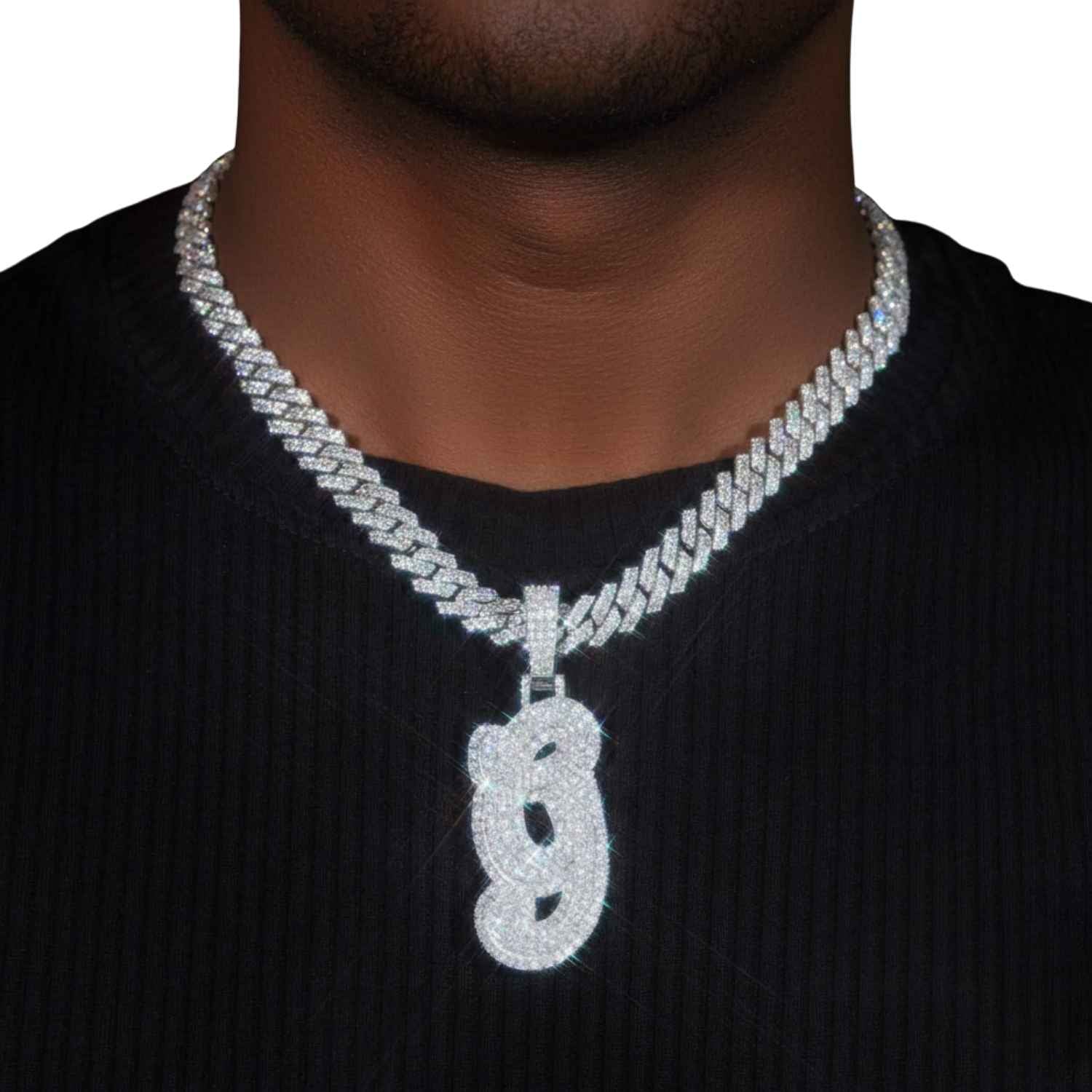"9" Custom Moissanite Pendant 14K Gold - Image 2