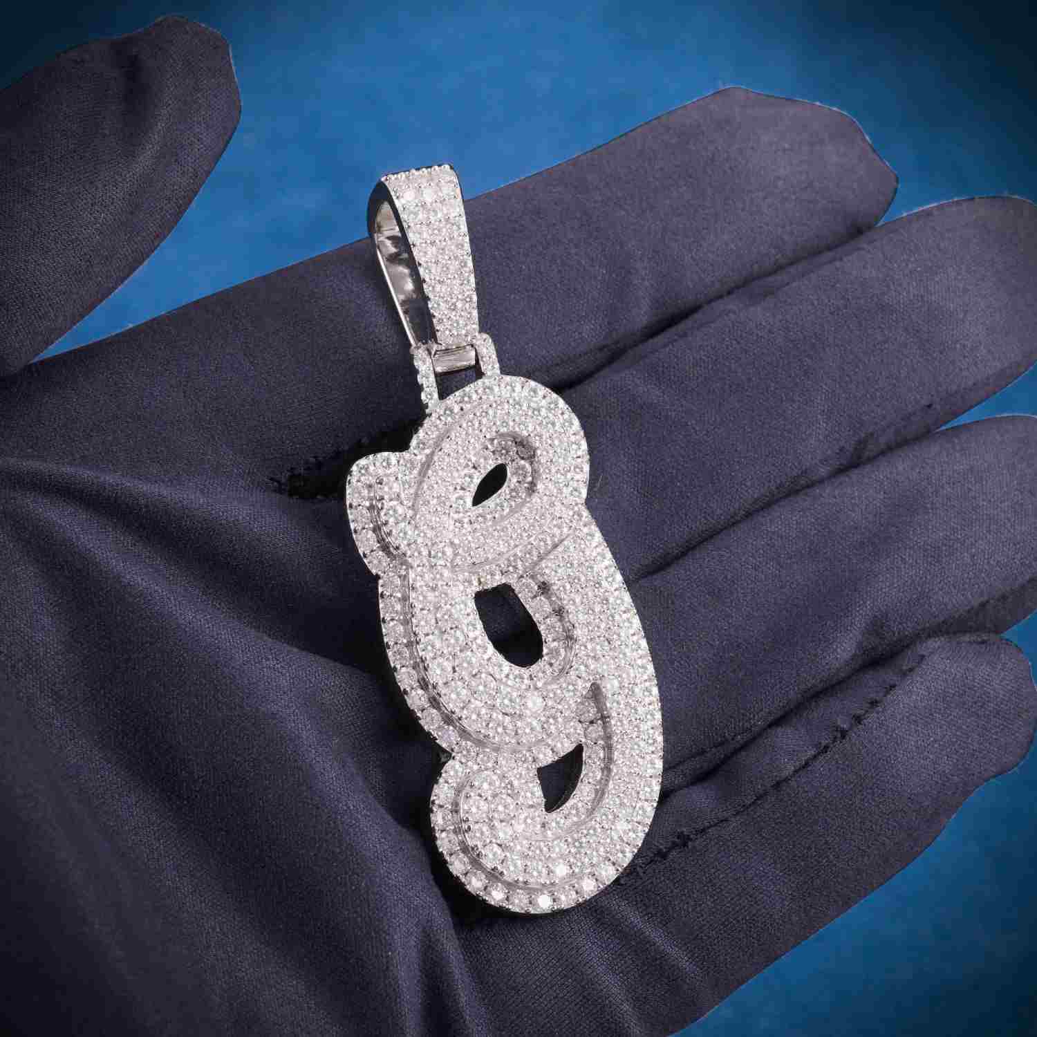 "9" Custom Moissanite Pendant 14K Gold - Image 4