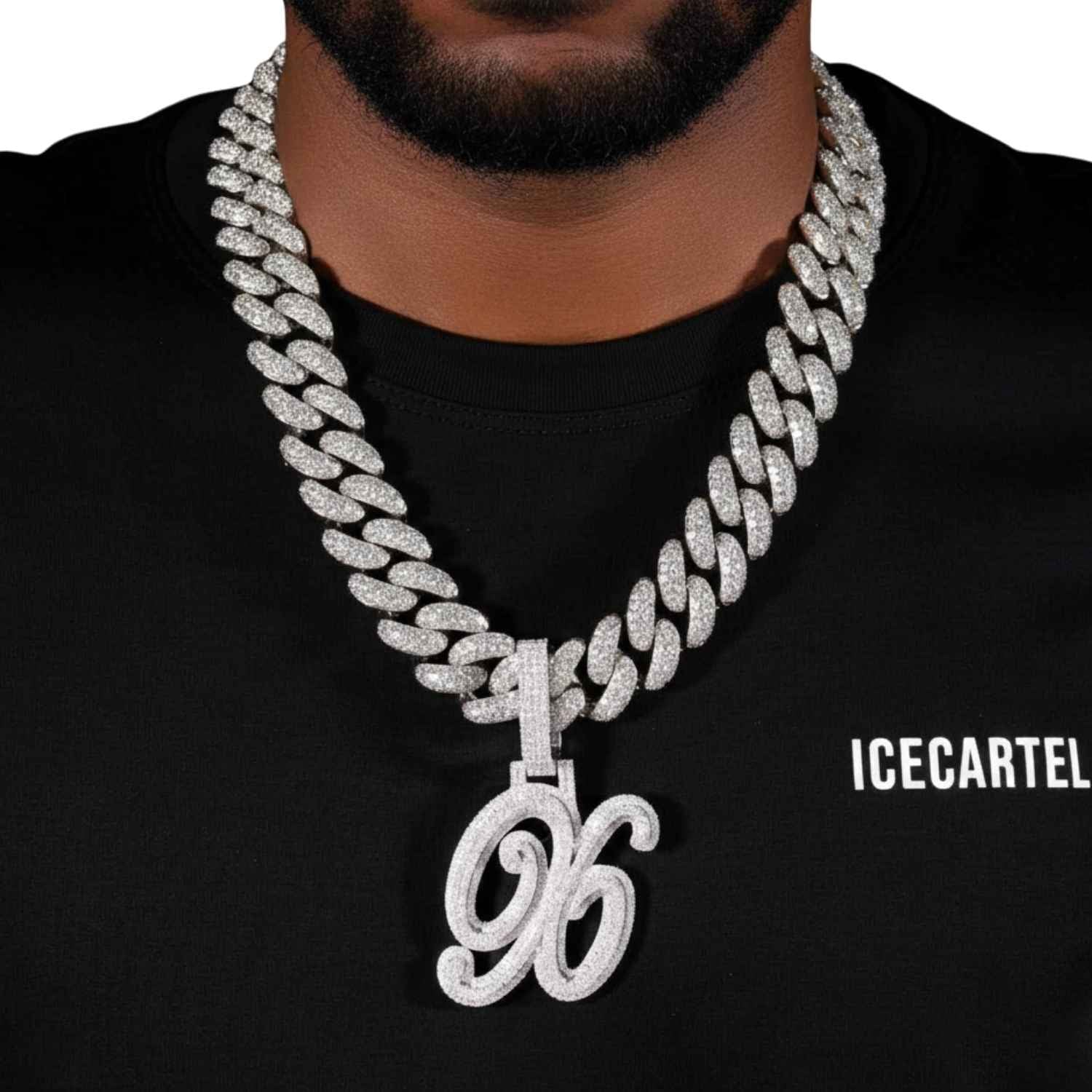 "96" Custom Moissanite Pendant 14K Gold - Image 2