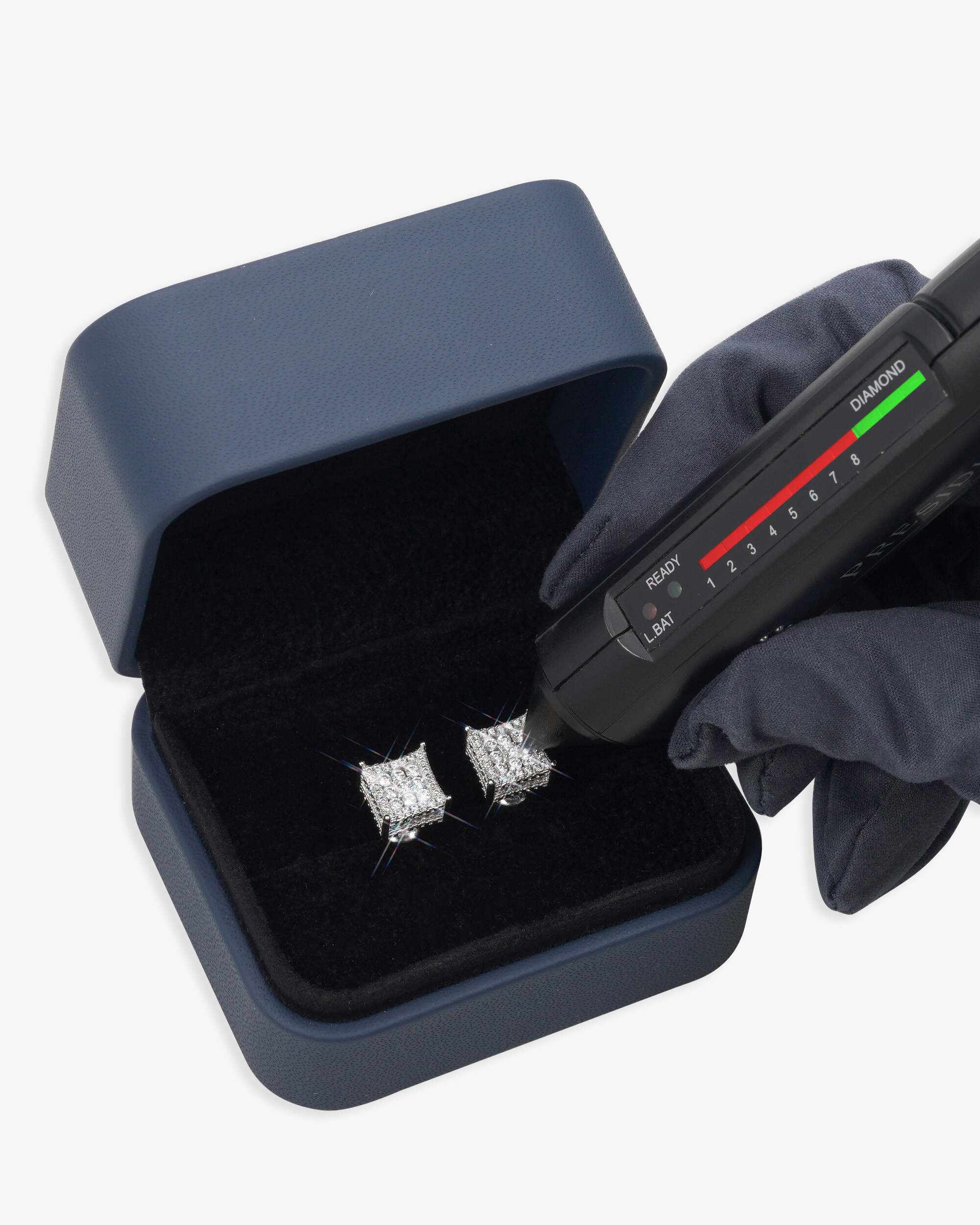 9MM Moissanite Square Cluster Earrings 14K Gold - Image 3