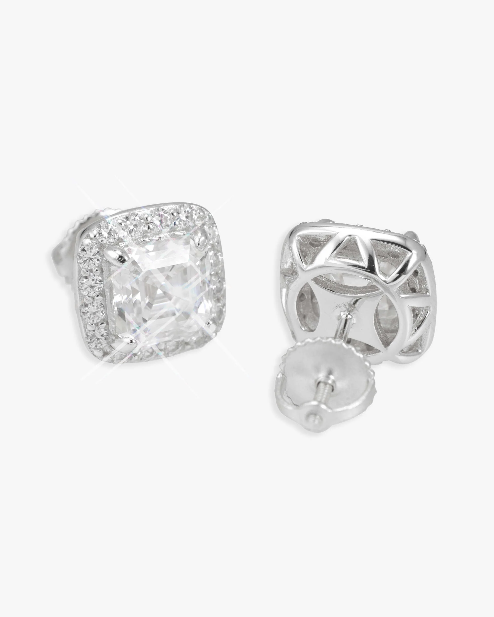 9MM VVS Halo Stud Earrings 14K Gold