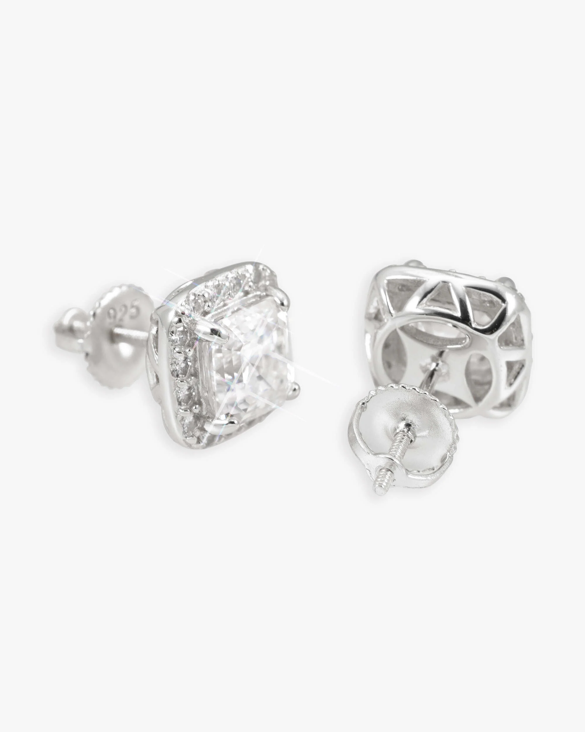 9MM VVS Halo Stud Earrings 14K Gold - Image 3