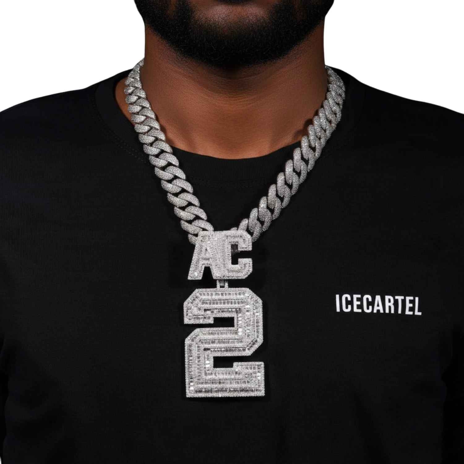 "AC" Custom Moissanite Pendant 14K Gold - Image 2