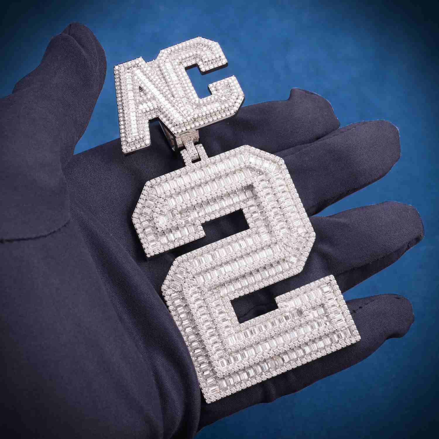 "AC" Custom Moissanite Pendant 14K Gold - Image 4