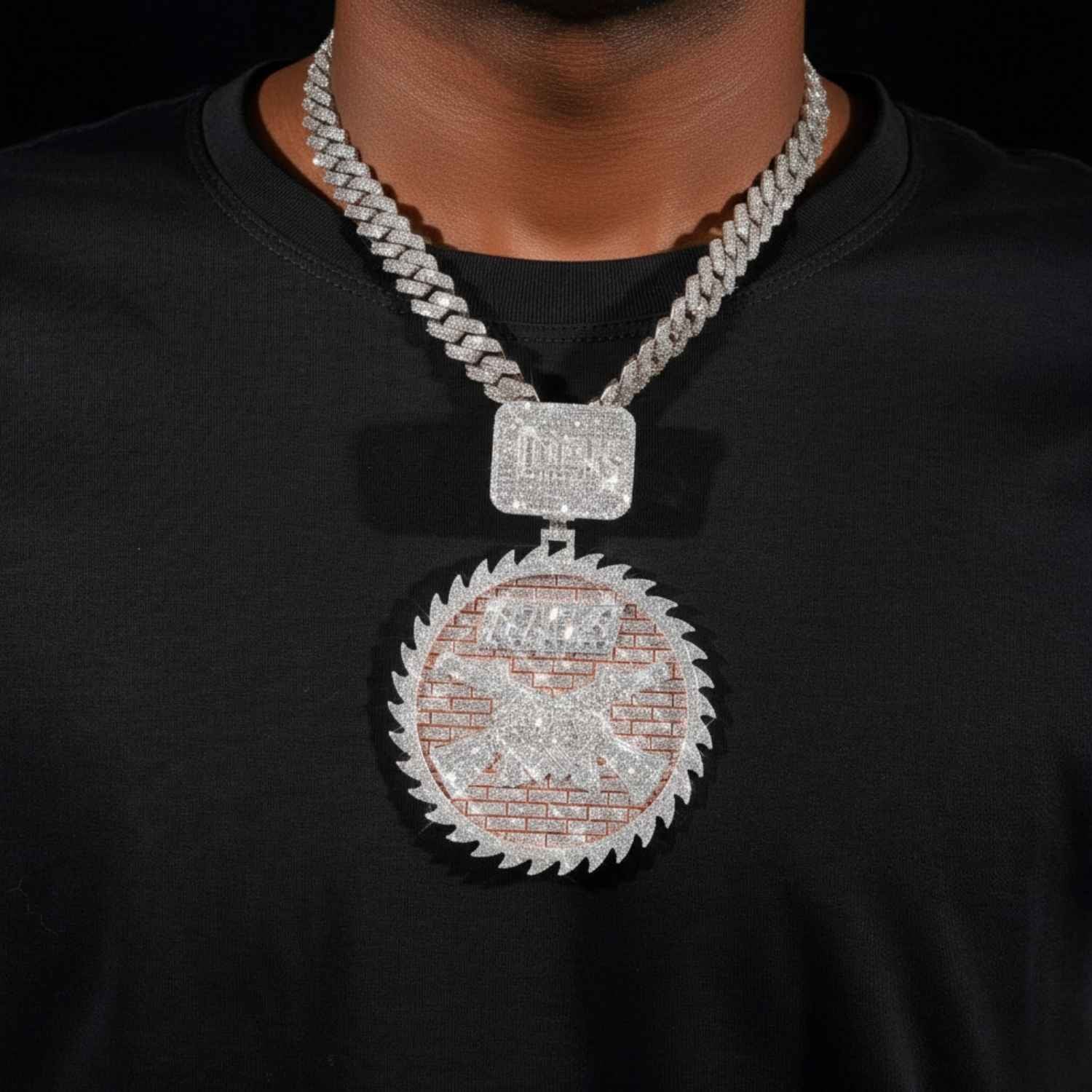 "AK" Custom Moissanite Circle Pendant 14K Gold - Image 2