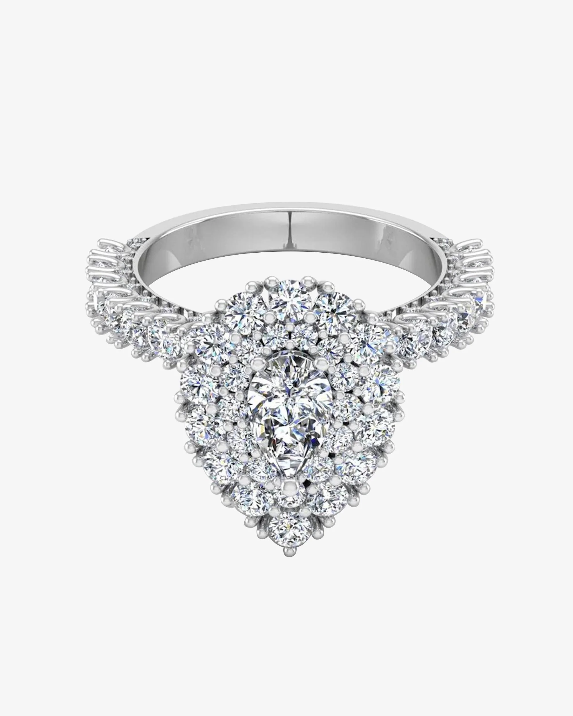 Antique Style Pear Top And Side Halo Moissanite Engagement Ring - Image 3