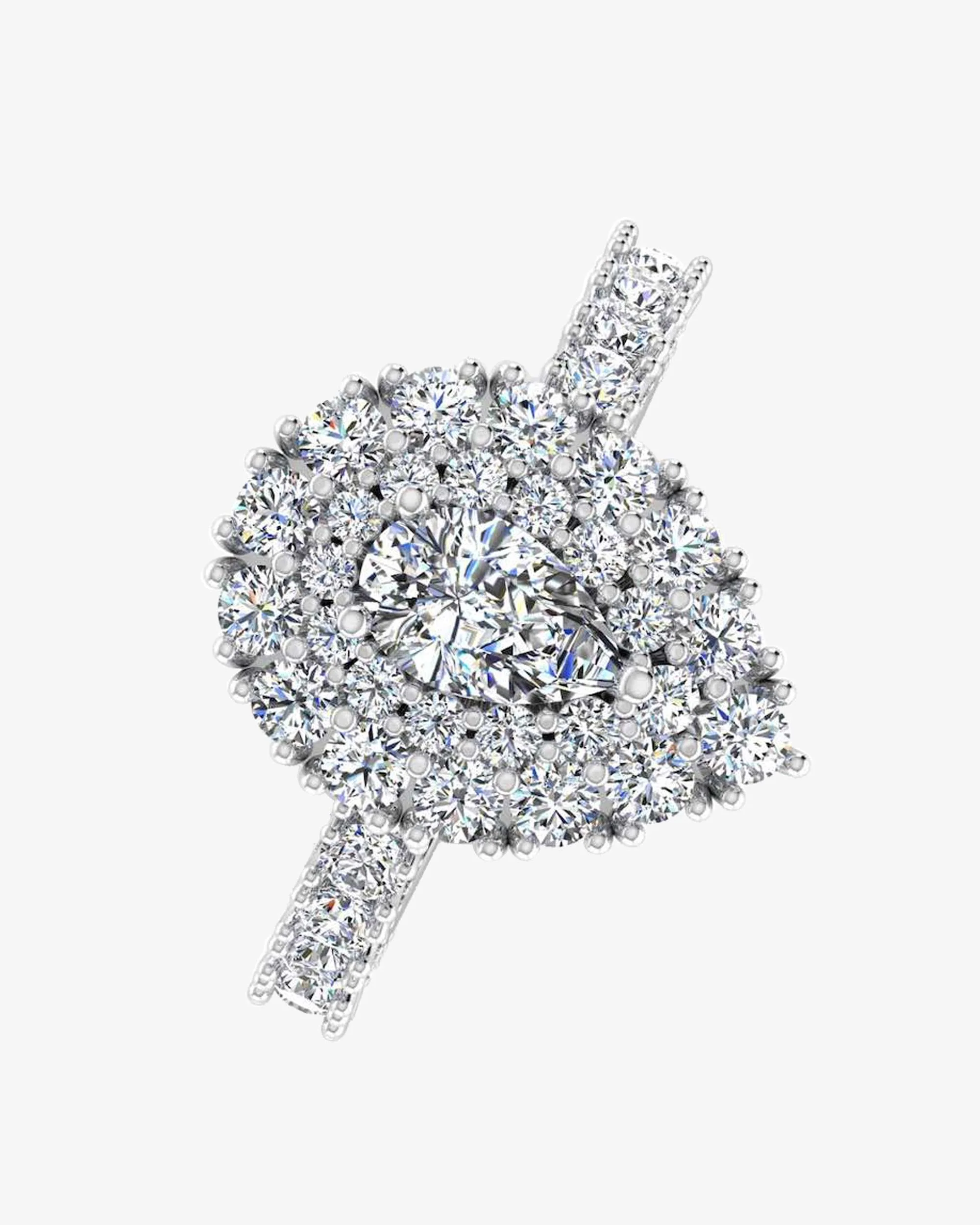 Antique Style Pear Top And Side Halo Moissanite Engagement Ring - Image 5