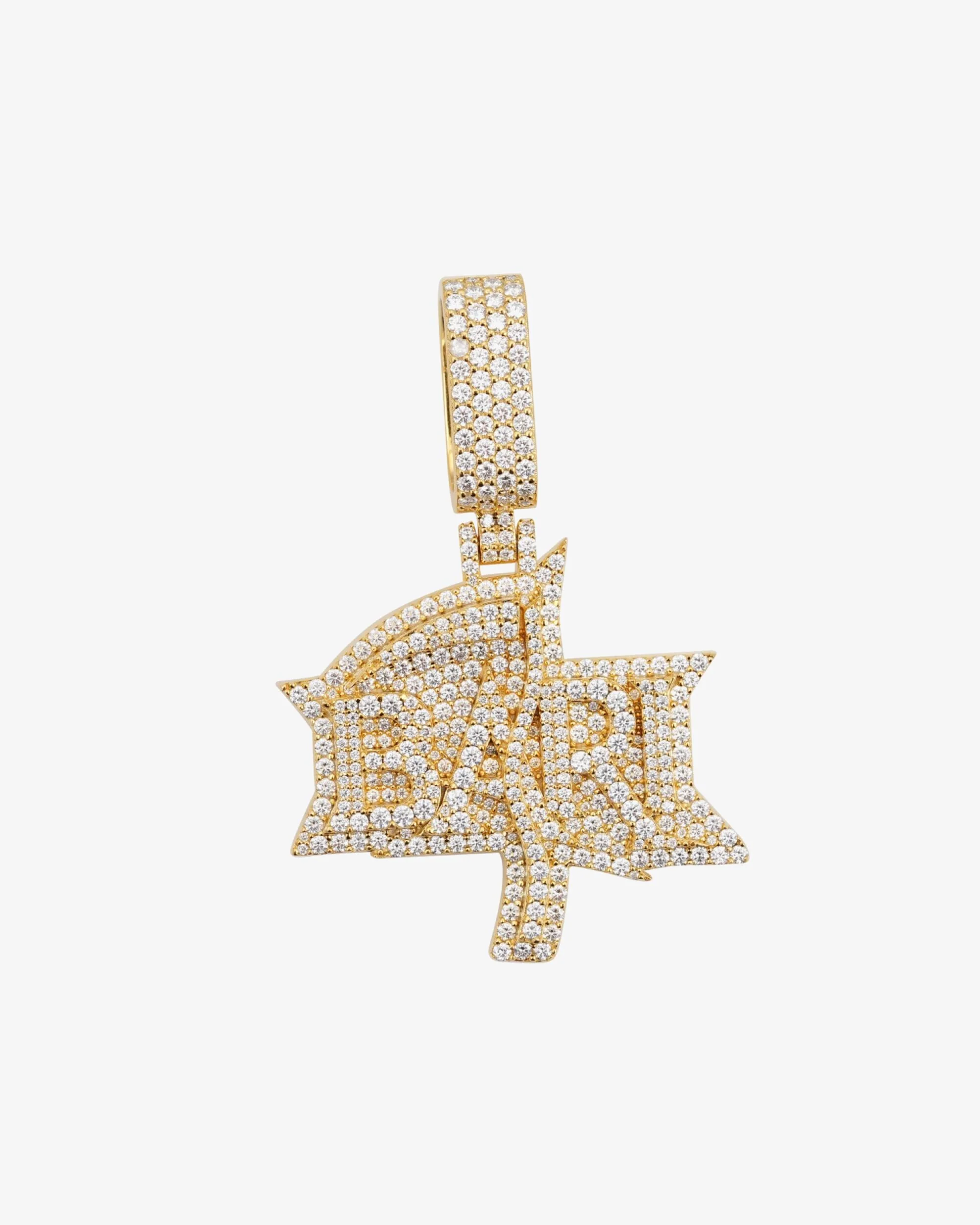 "BARI" Custom Moissanite Name Pendant 14K Gold