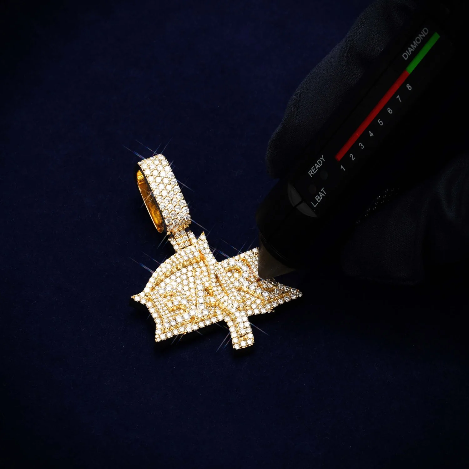 "BARI" Custom Moissanite Name Pendant 14K Gold - Image 4
