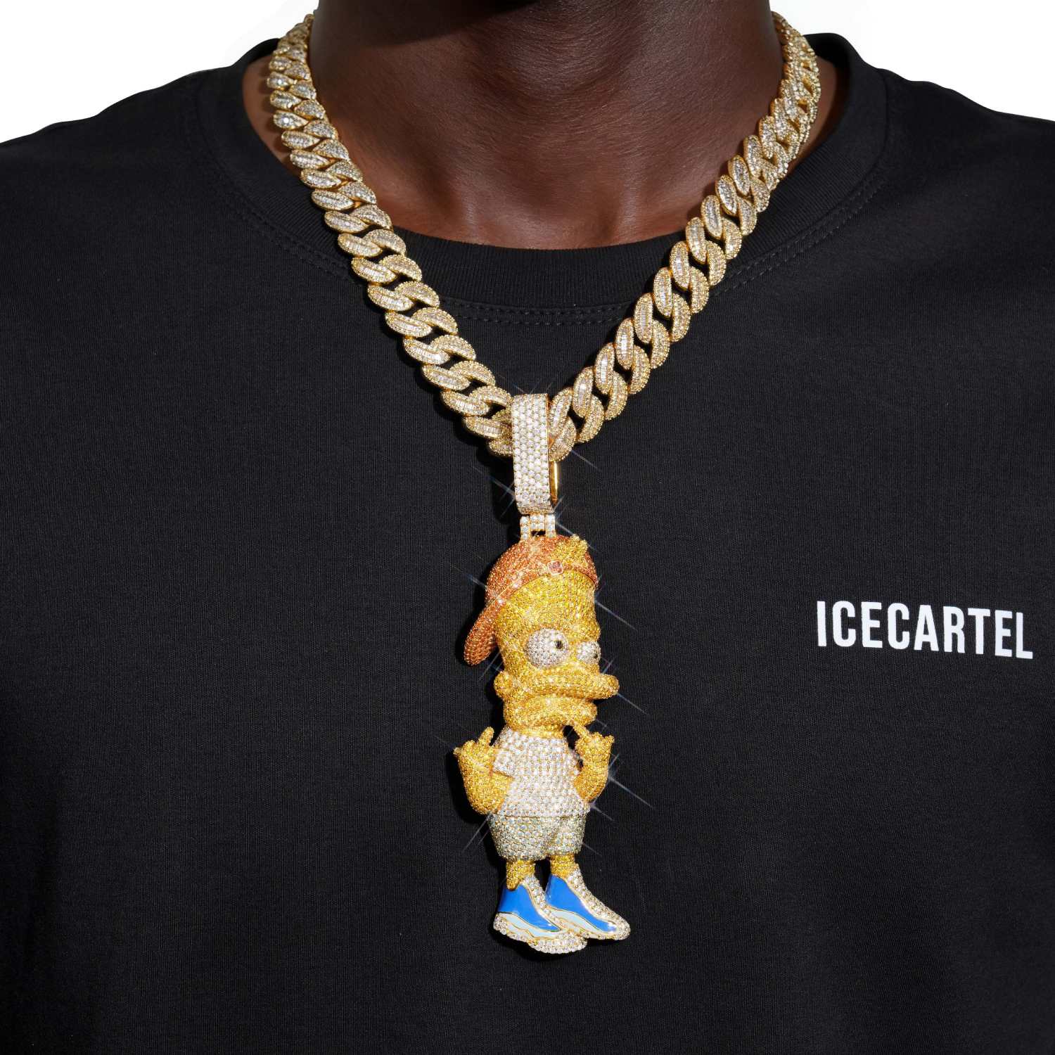 "BART SIMPSON" Custom Moissanite Logo Pendant 14K Gold - Image 2