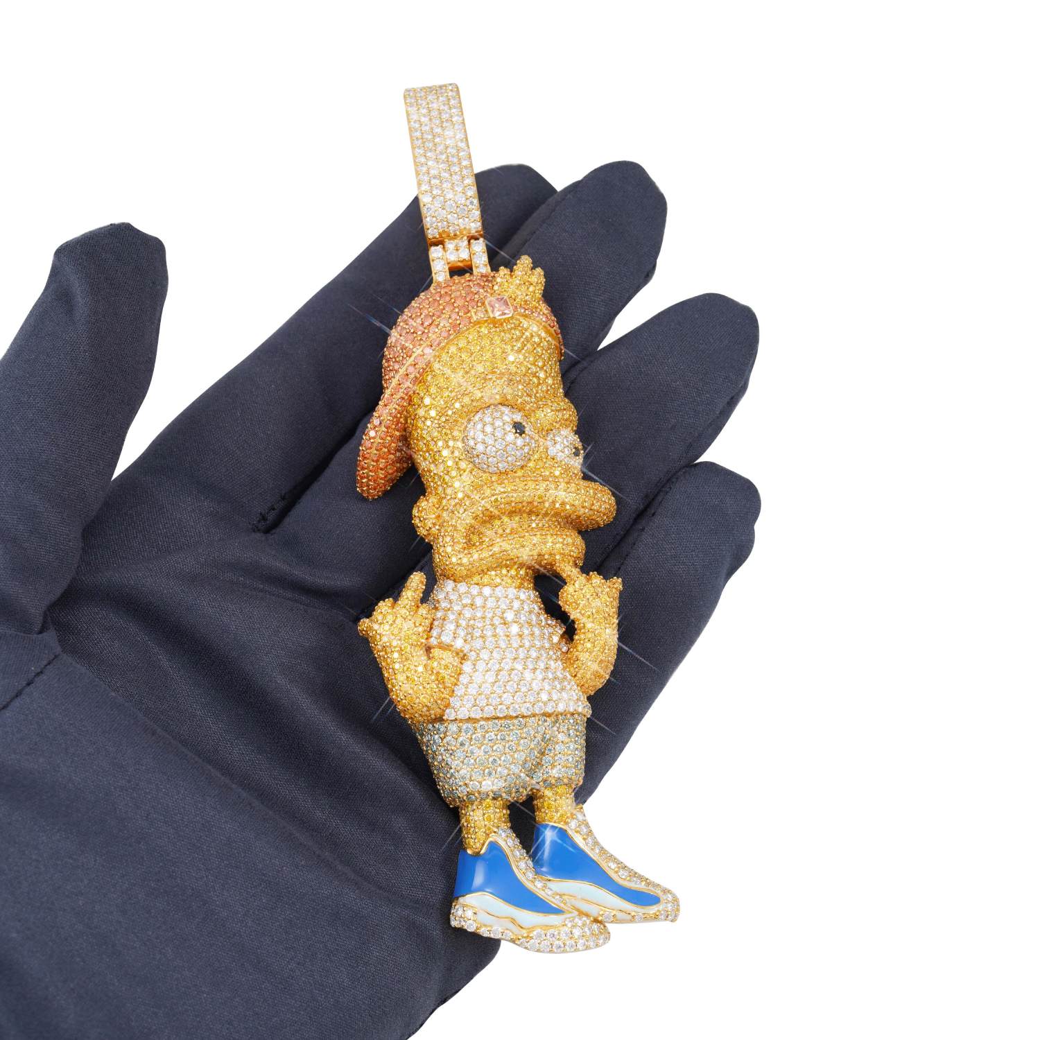 "BART SIMPSON" Custom Moissanite Logo Pendant 14K Gold - Image 4