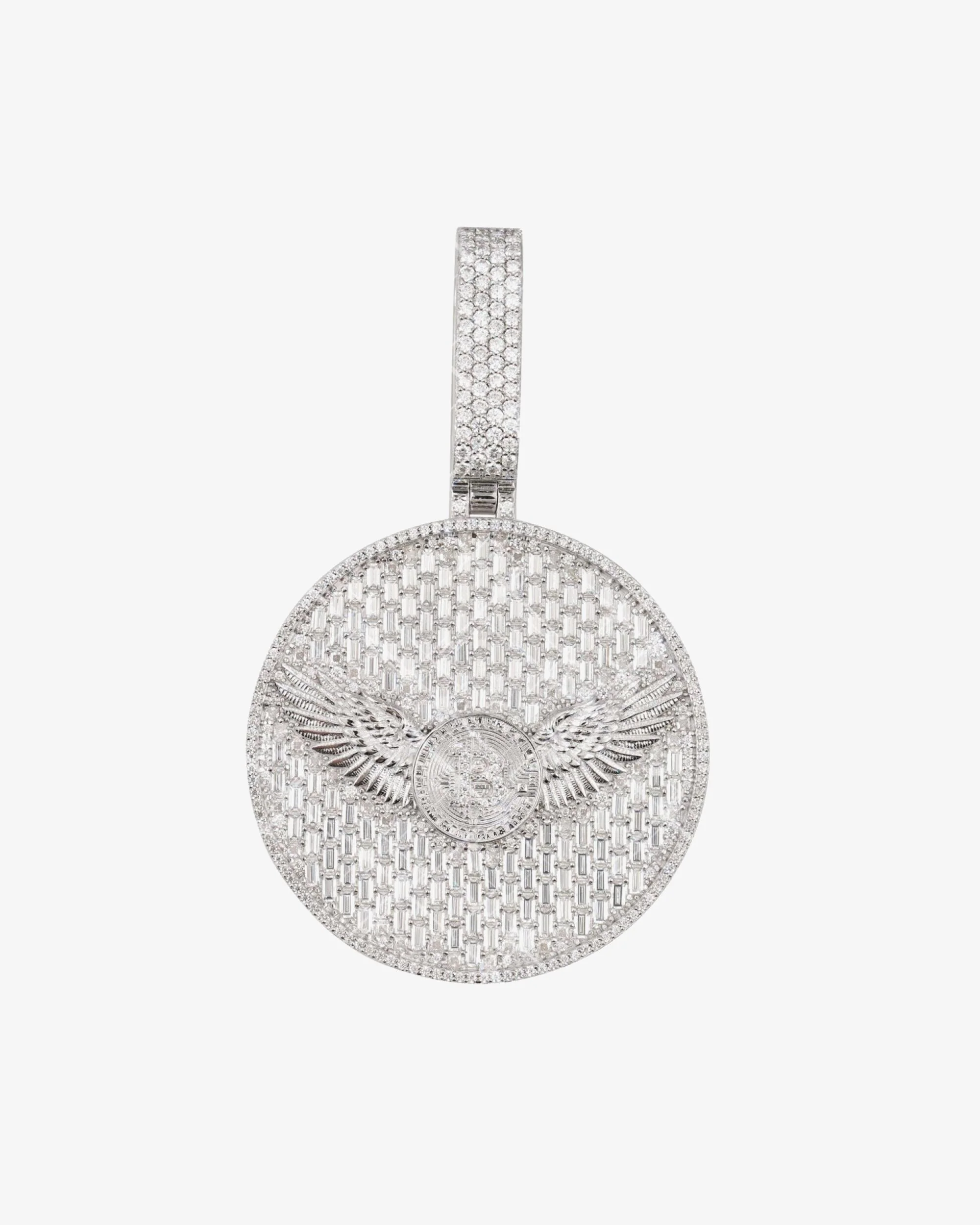 "BITCOIN EAGLE" Custom Circle Pendant 14K Gold