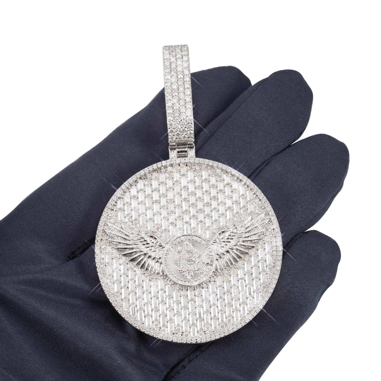 "BITCOIN EAGLE" Custom Circle Pendant 14K Gold - Image 4