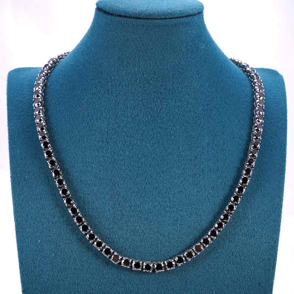 Black Diamond Tennis Chain 14K Solid White Gold | 5MM - Image 3