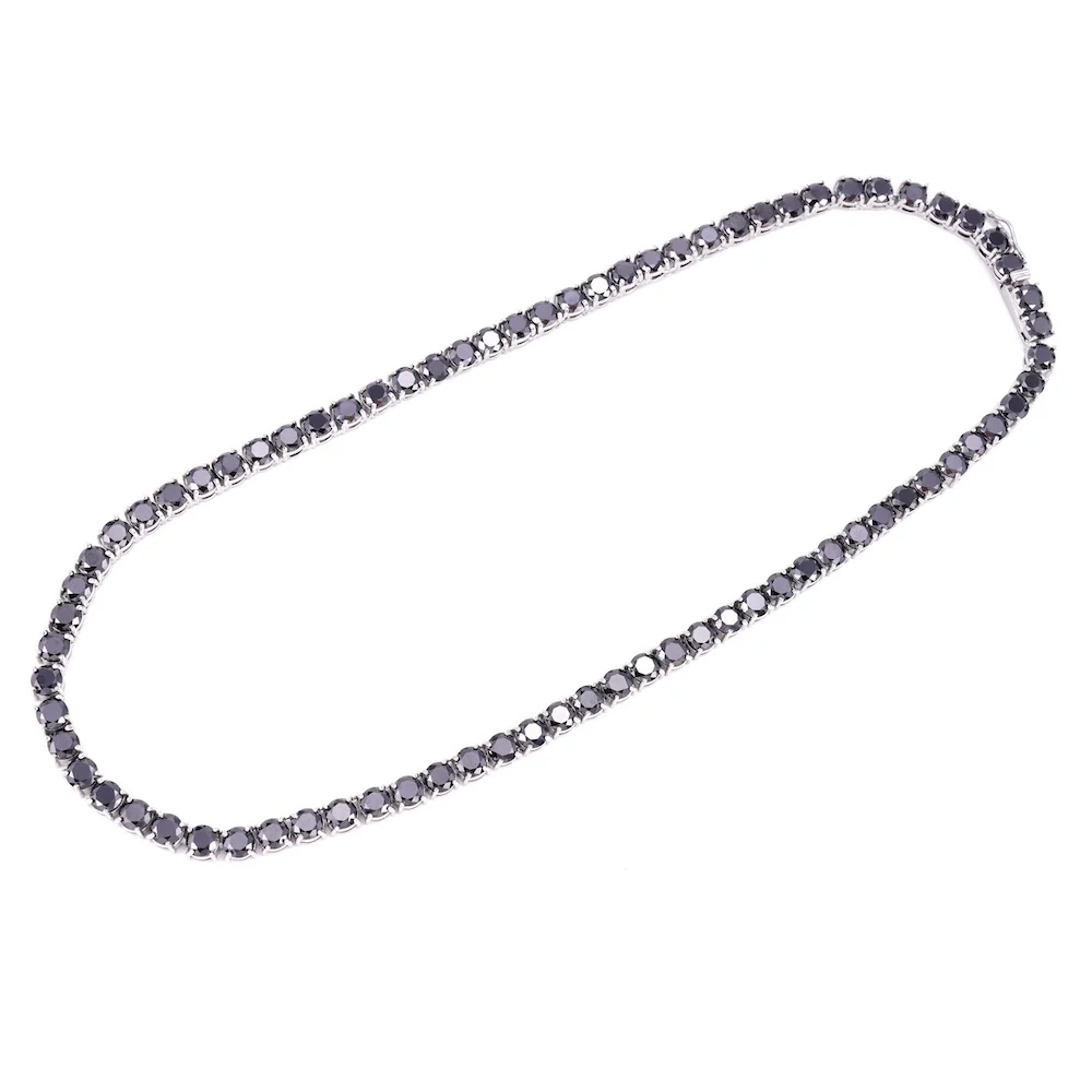 Black Diamond Tennis Chain 14K Solid White Gold | 5MM - Image 4