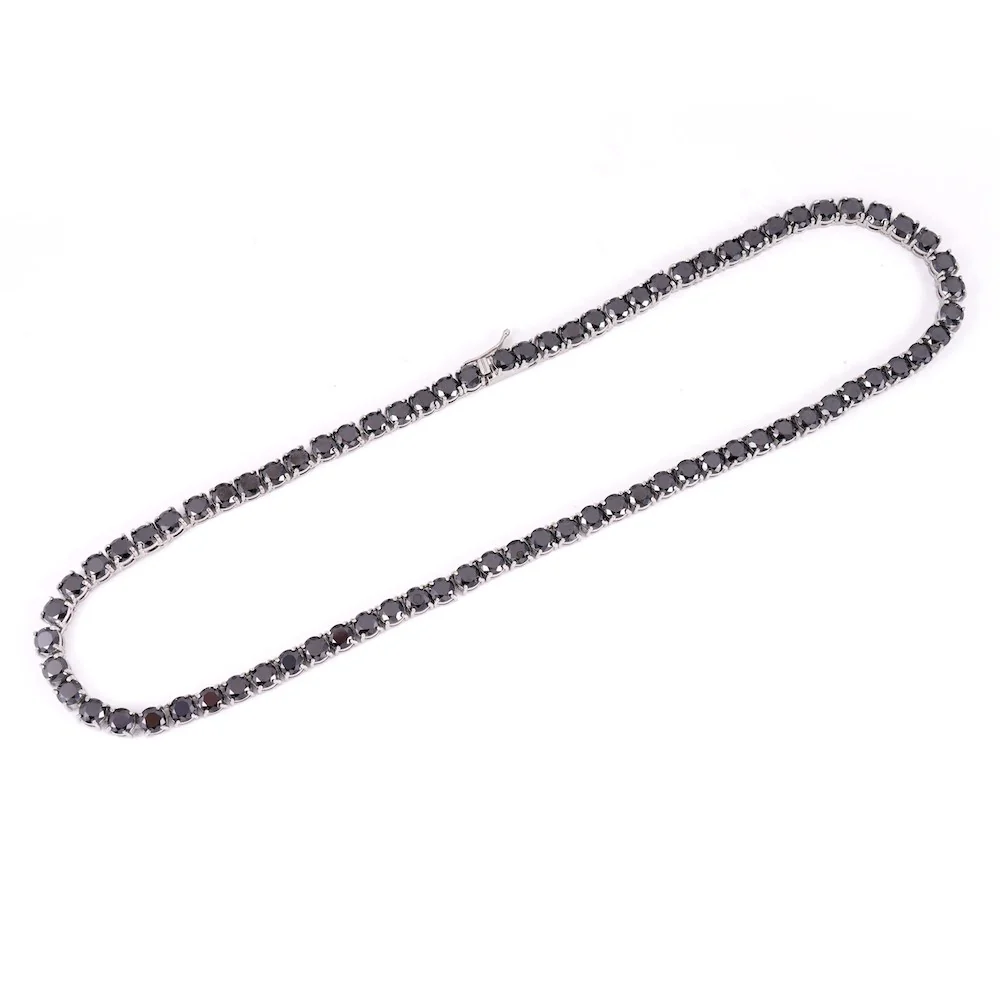 Black Diamond Tennis Chain 14K Solid White Gold | 5MM - Image 5