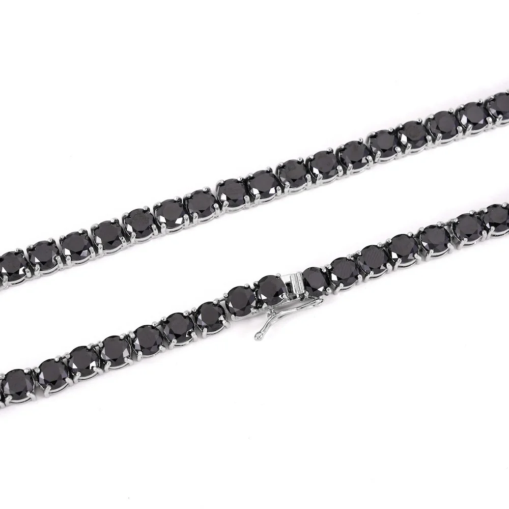 Black Diamond Tennis Chain 14K Solid White Gold | 5MM - Image 6