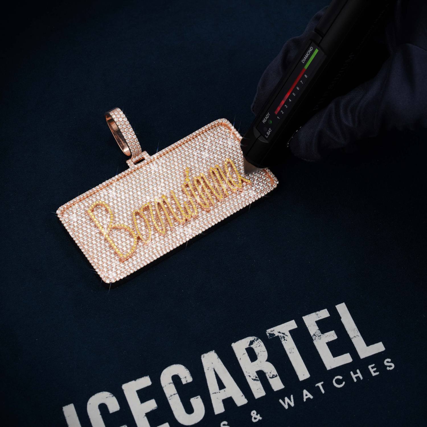 "Born Winna" Custom Moissanite Pendant 14K Gold - Image 4