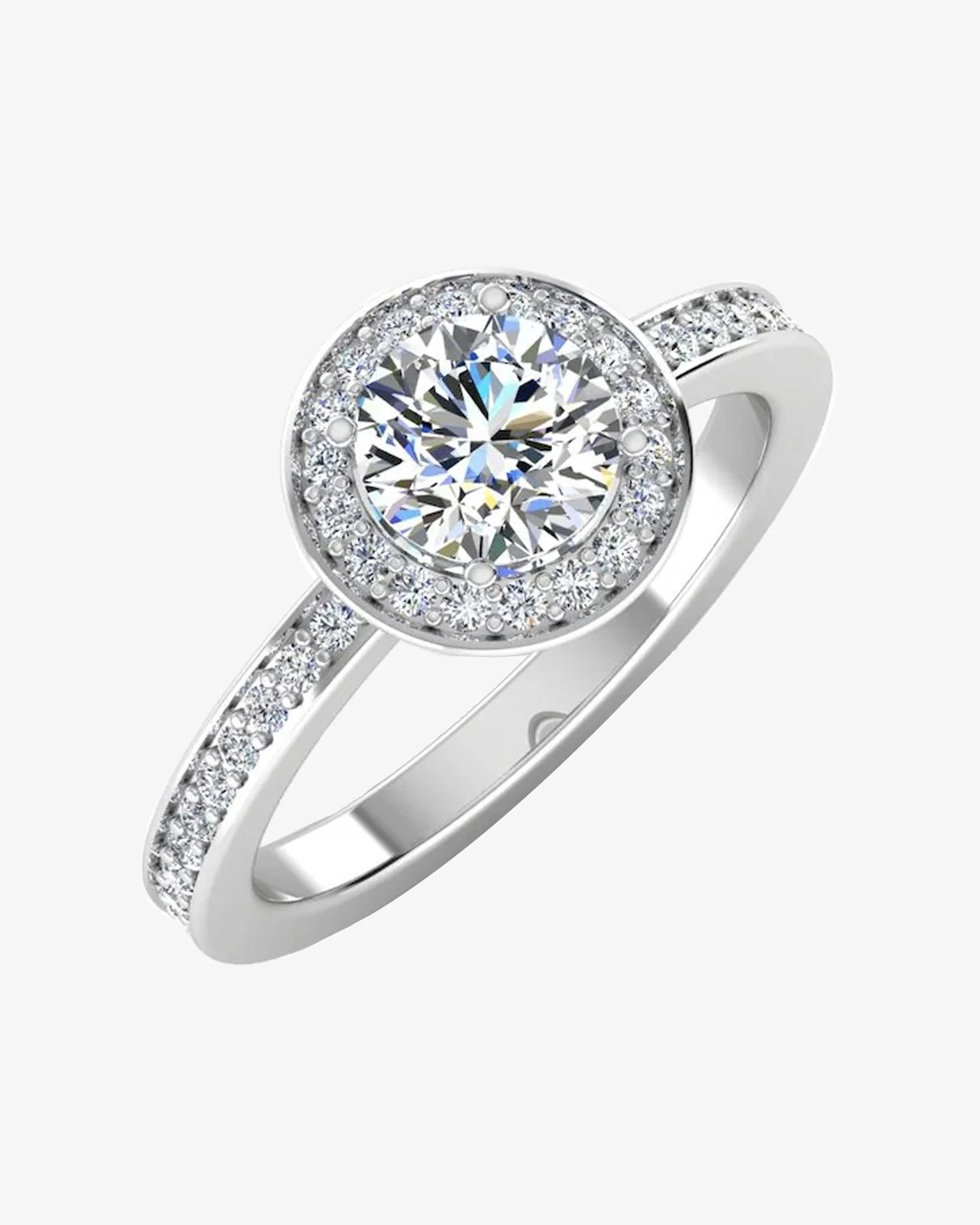 Brilliant Cut Halo Channel Set Moissanite Engagement Ring