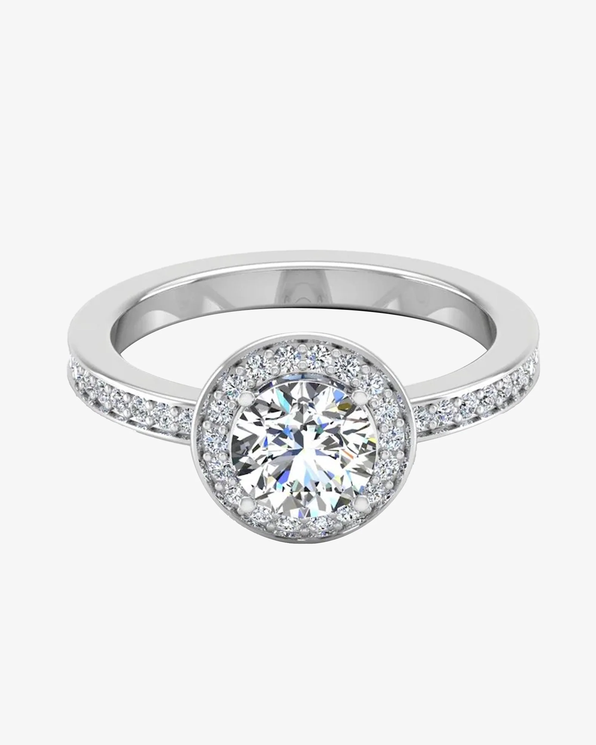 Brilliant Cut Halo Channel Set Moissanite Engagement Ring - Image 2