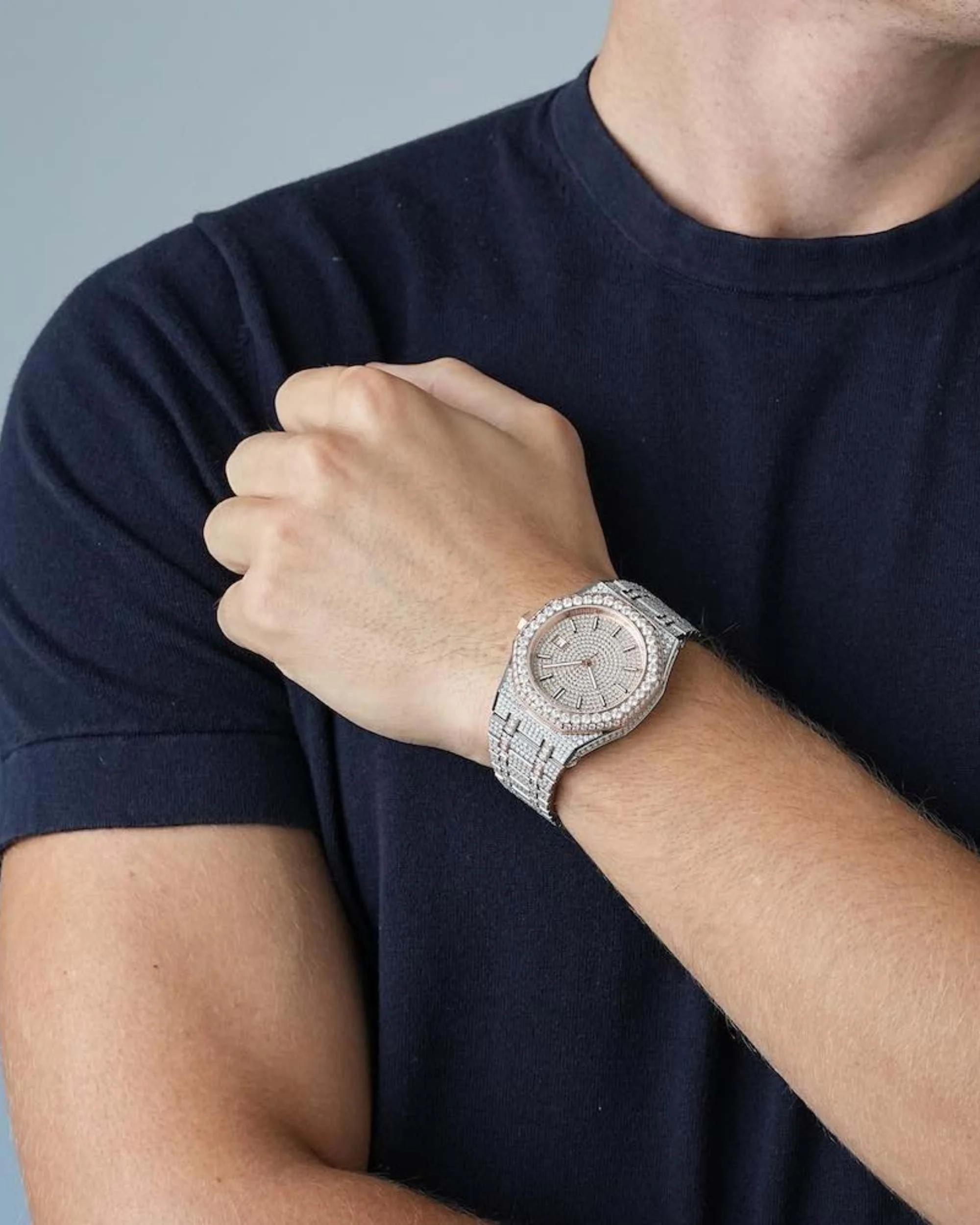 44MM Bust Down Moissanite Watch | 14K Rose Gold - Image 3
