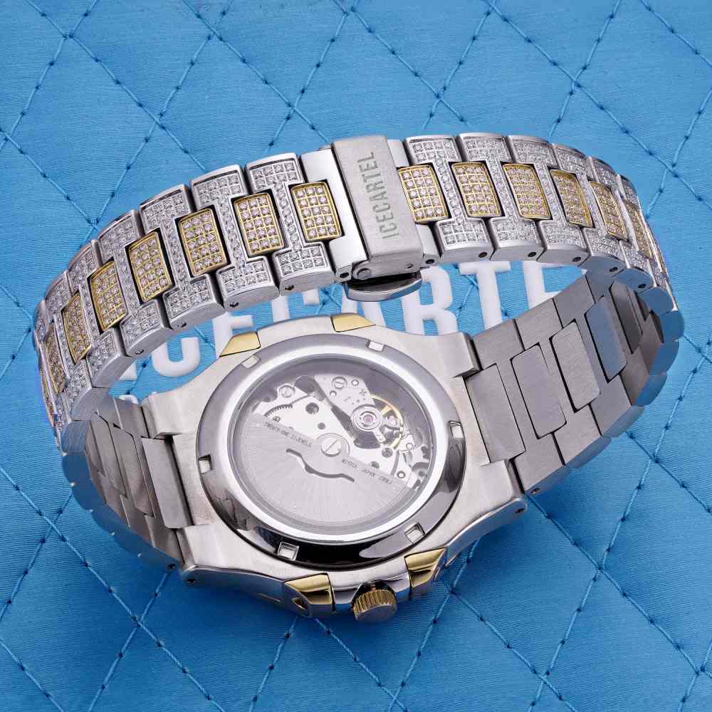 Circle Face Moissanite Watch 14K Yellow Gold - Image 4
