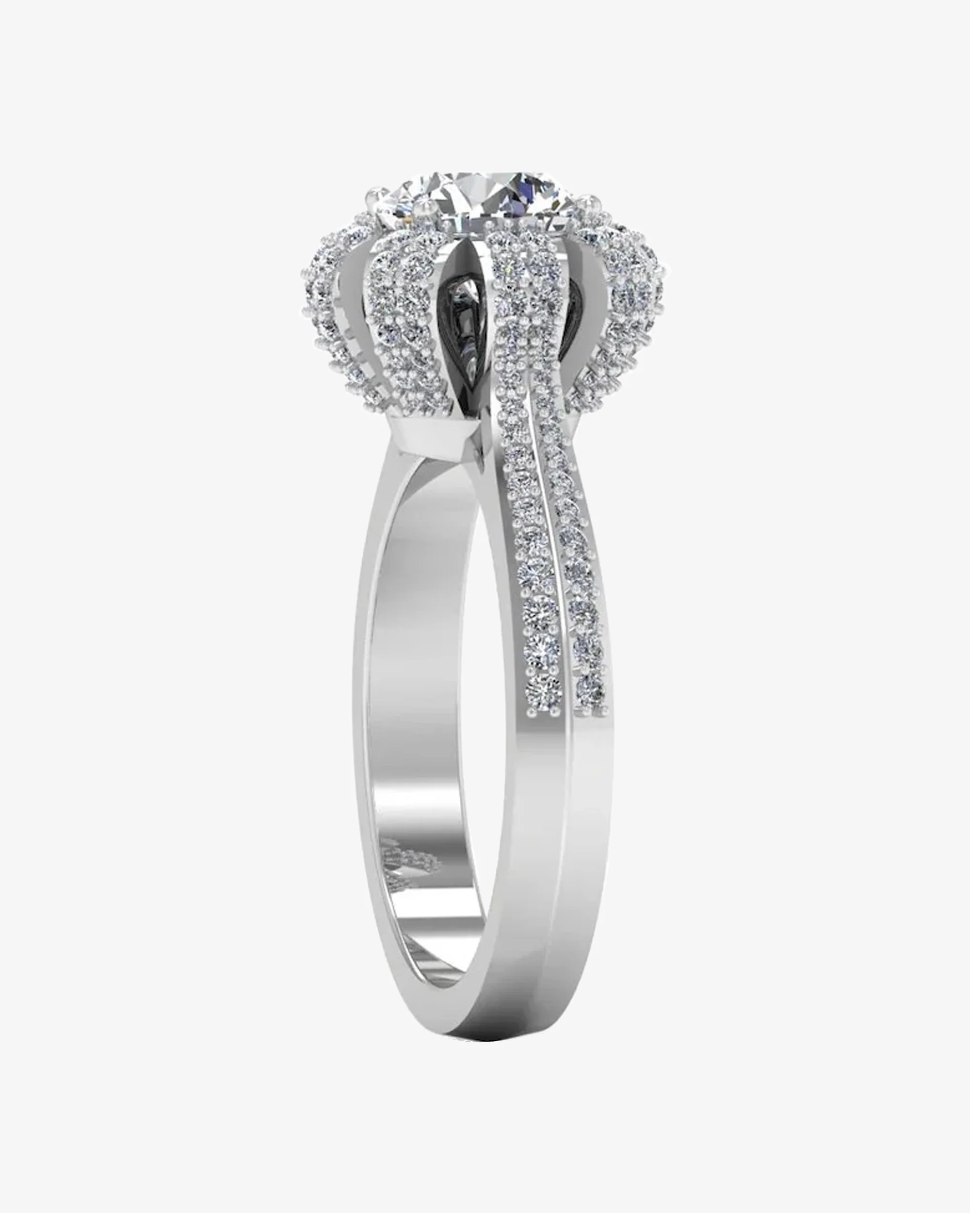Crown Set Split Shank Moissanite Engagement Ring - Image 3
