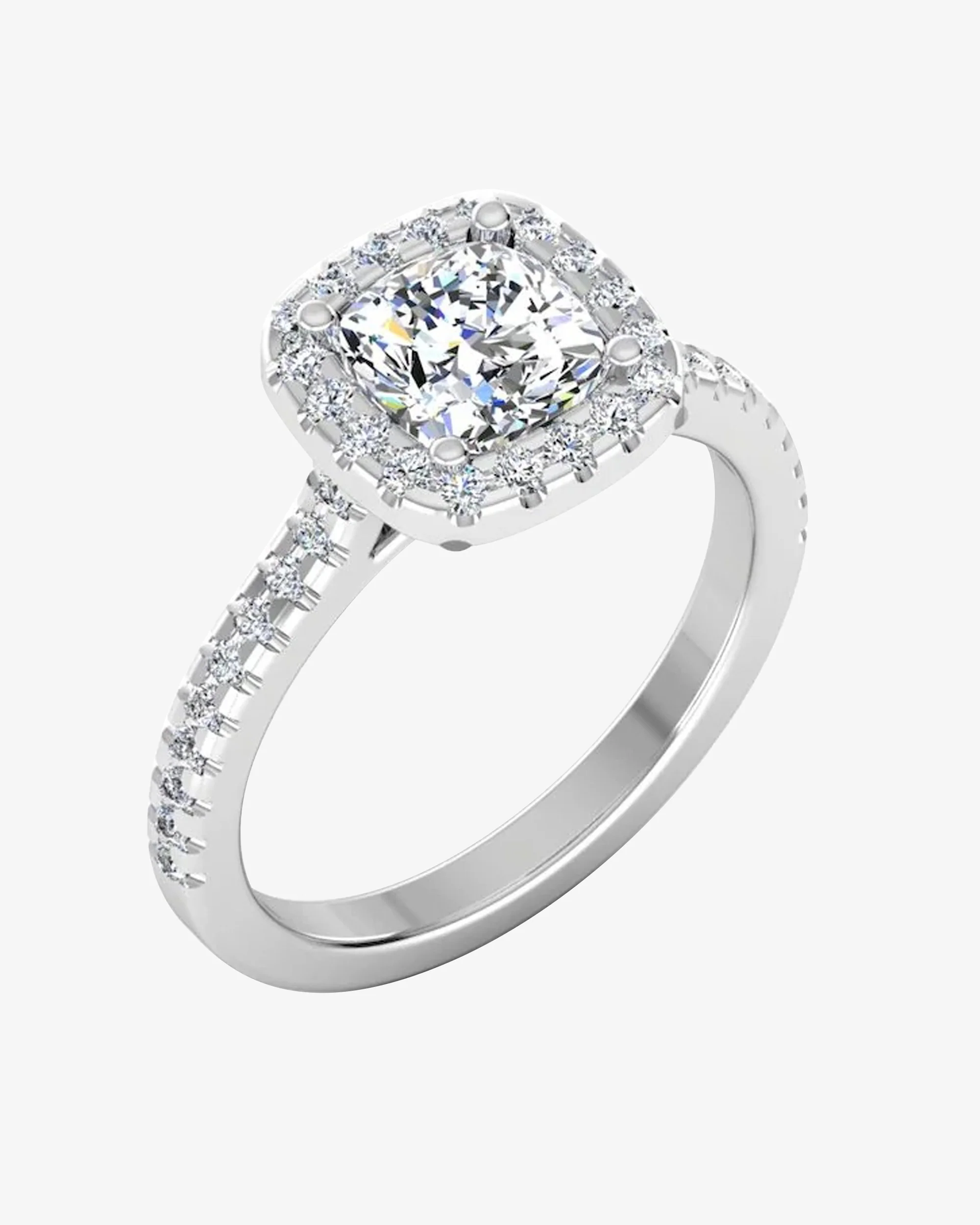 Cushion Halo Moissanite Engagement Ring