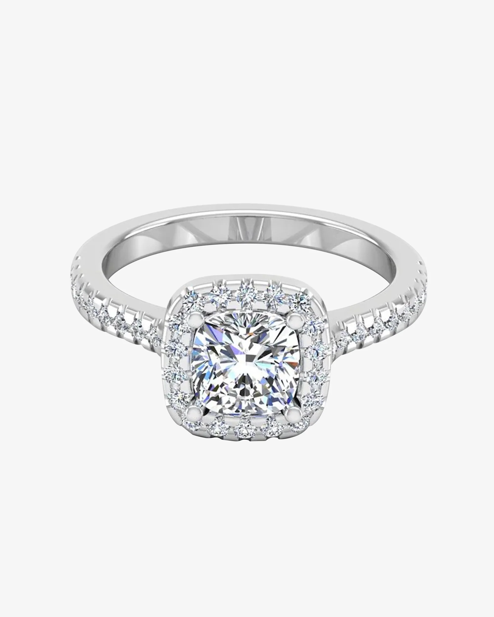 Cushion Halo Moissanite Engagement Ring - Image 2