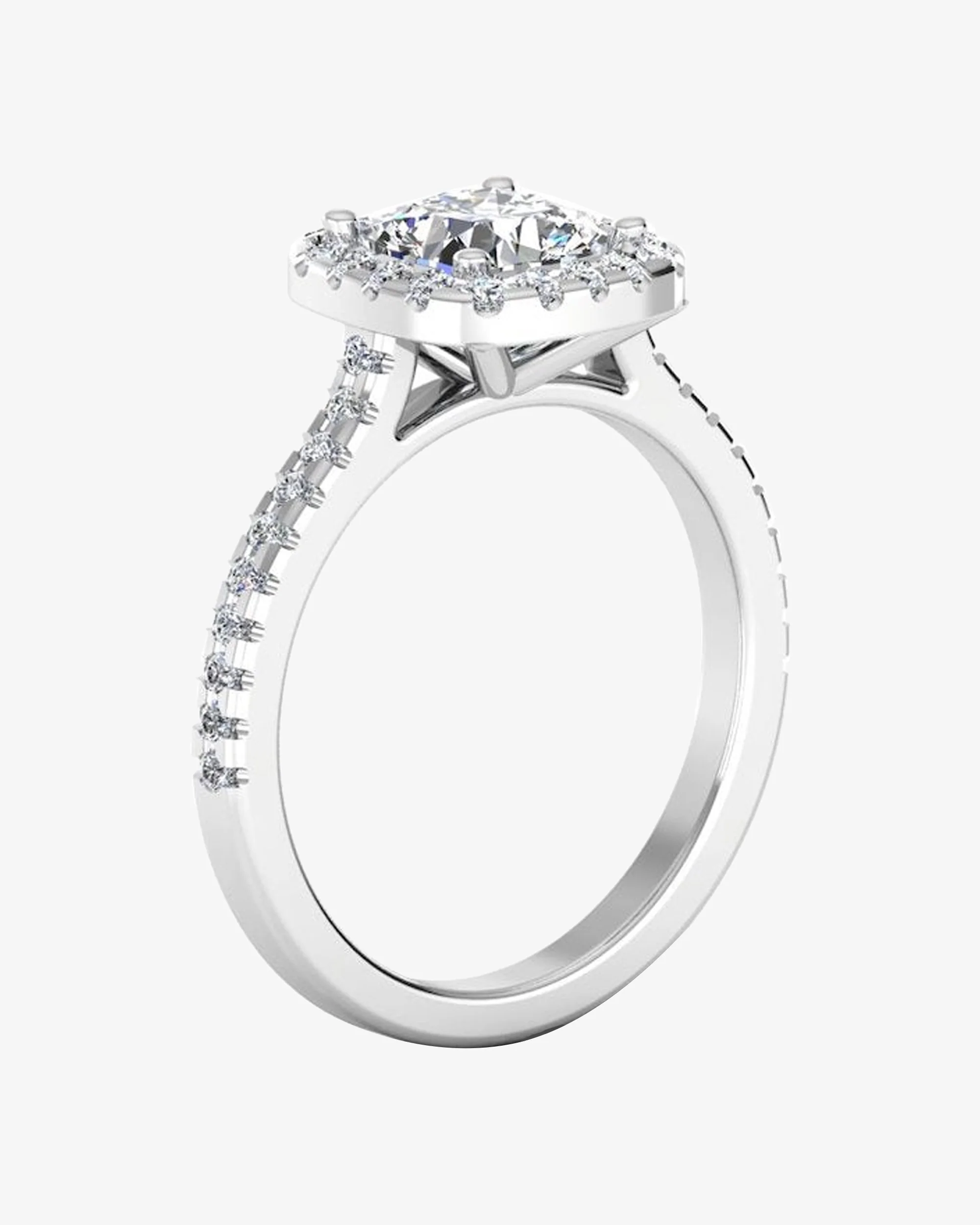Cushion Halo Moissanite Engagement Ring - Image 5