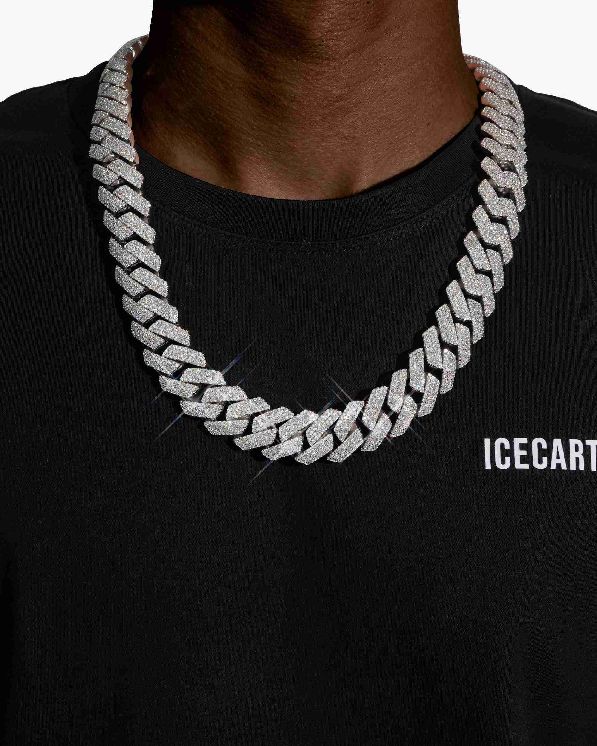 Custom Clasp 4 Row 20MM Moissanite Cuban Link Chain 14K Gold - Image 2