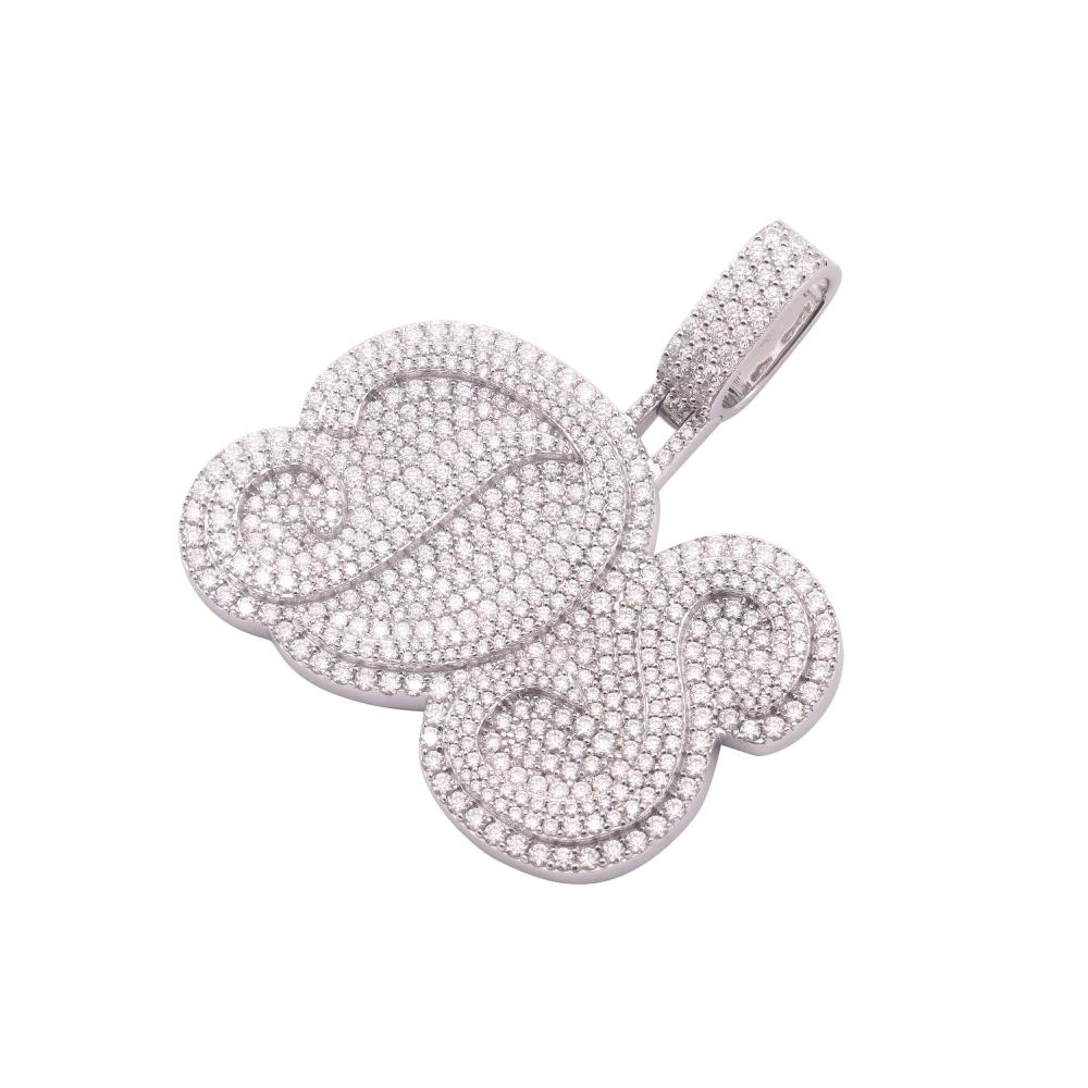 Custom Moissanite "DS" Pendant - Image 3