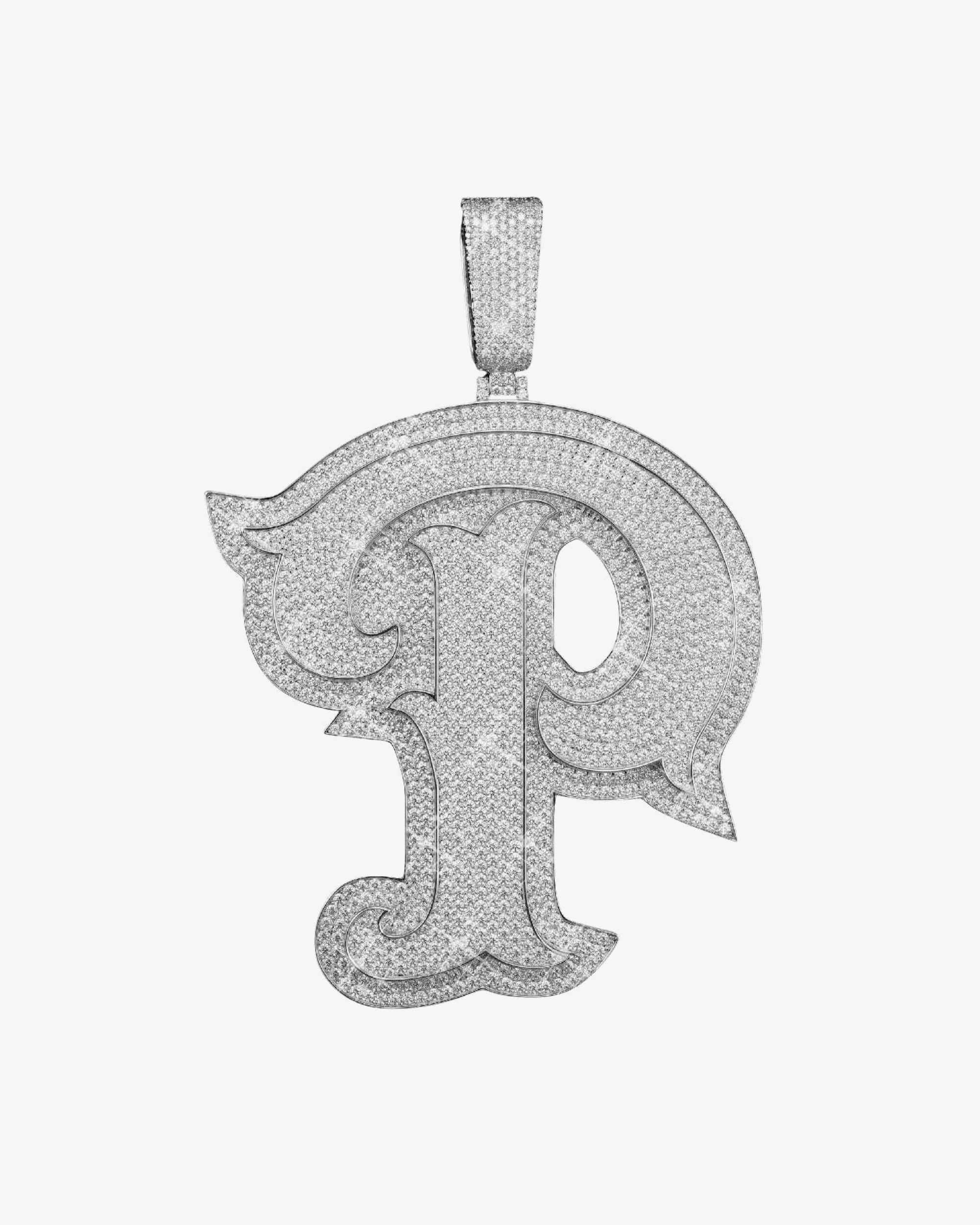 Custom Moissanite Letter "P" Pendant 14K Gold