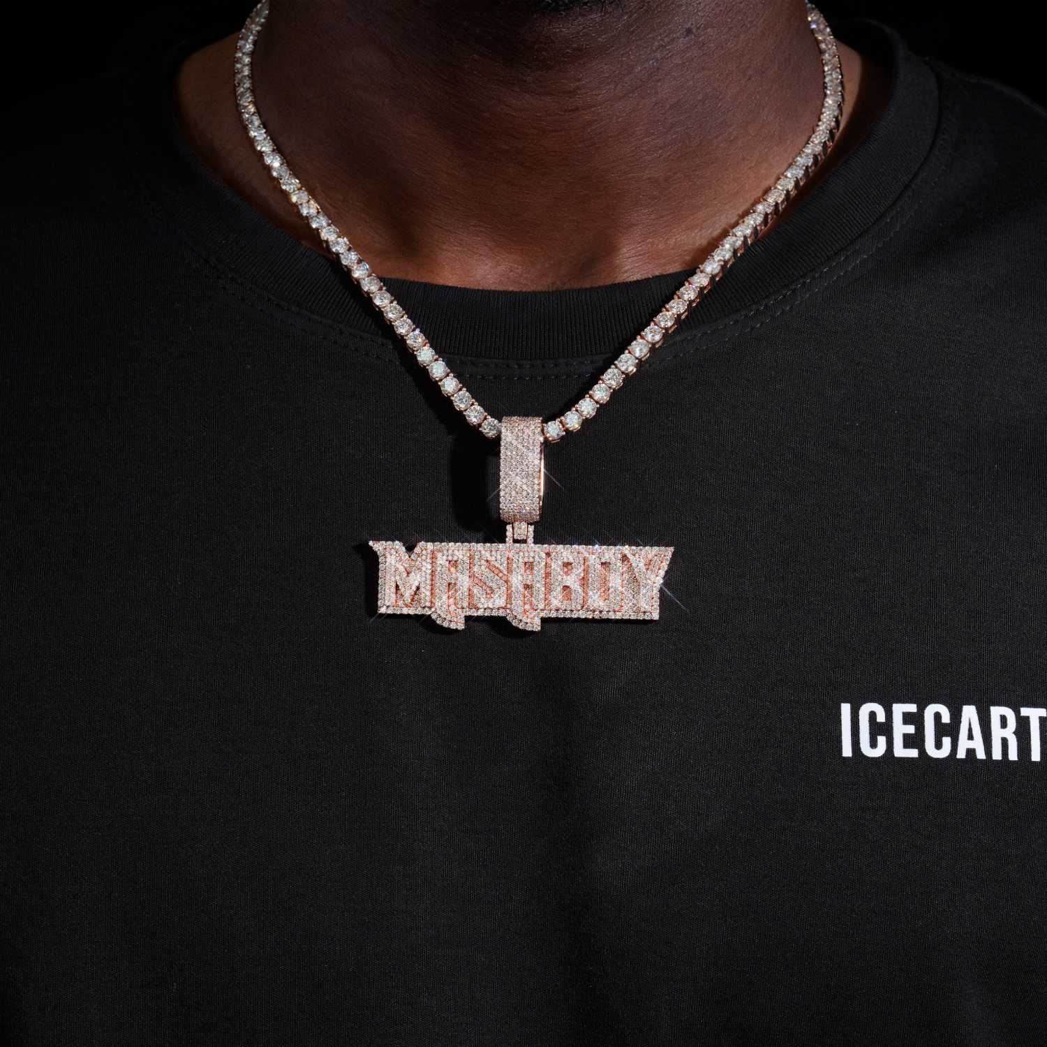 Custom Moissanite "MASABOY" Name Pendant 14K Gold - Image 2