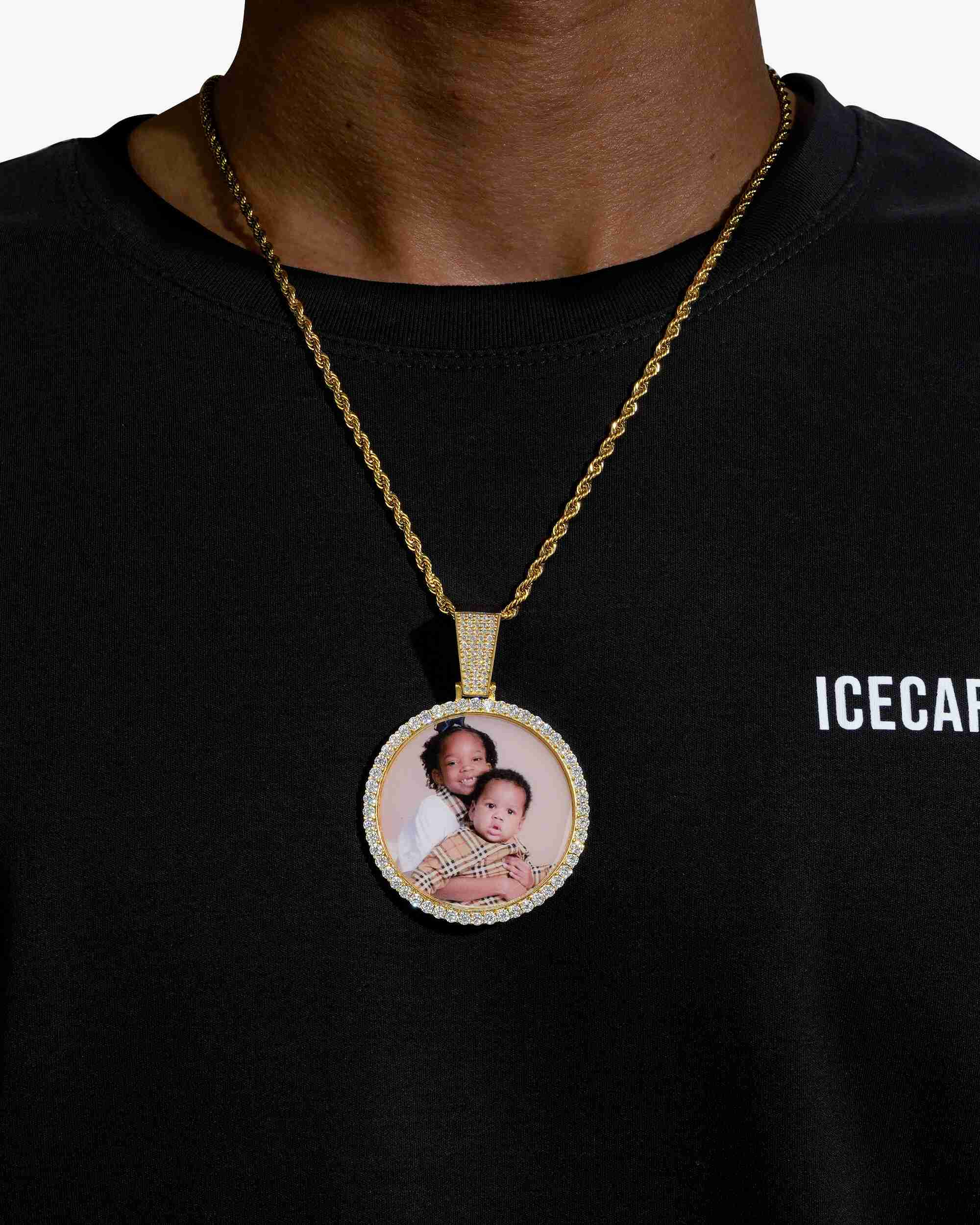Custom Moissanite Picture Pendant 14K Gold - Image 6