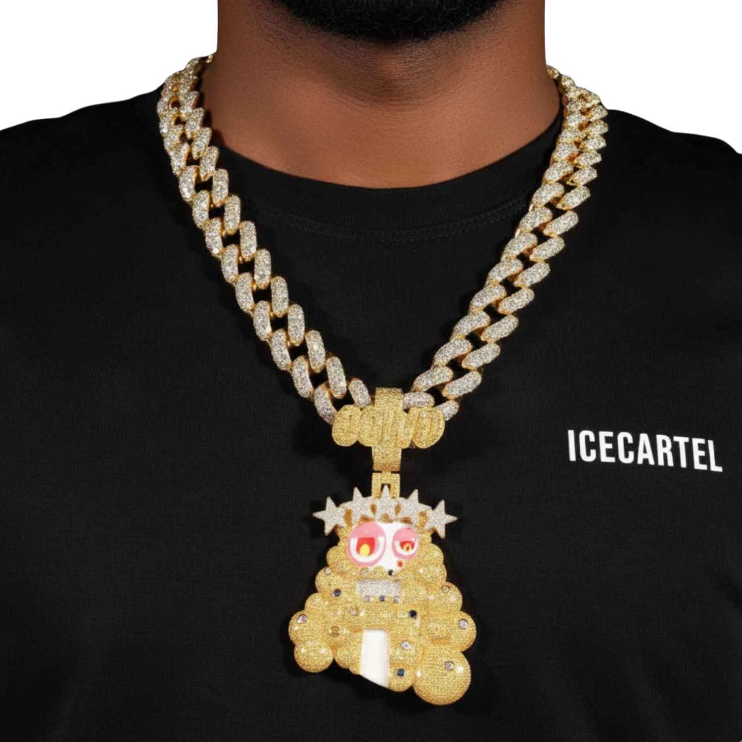 Custom Moissanite Takashi Murakami Inspired Jesus Pendant 14K Gold - Image 2