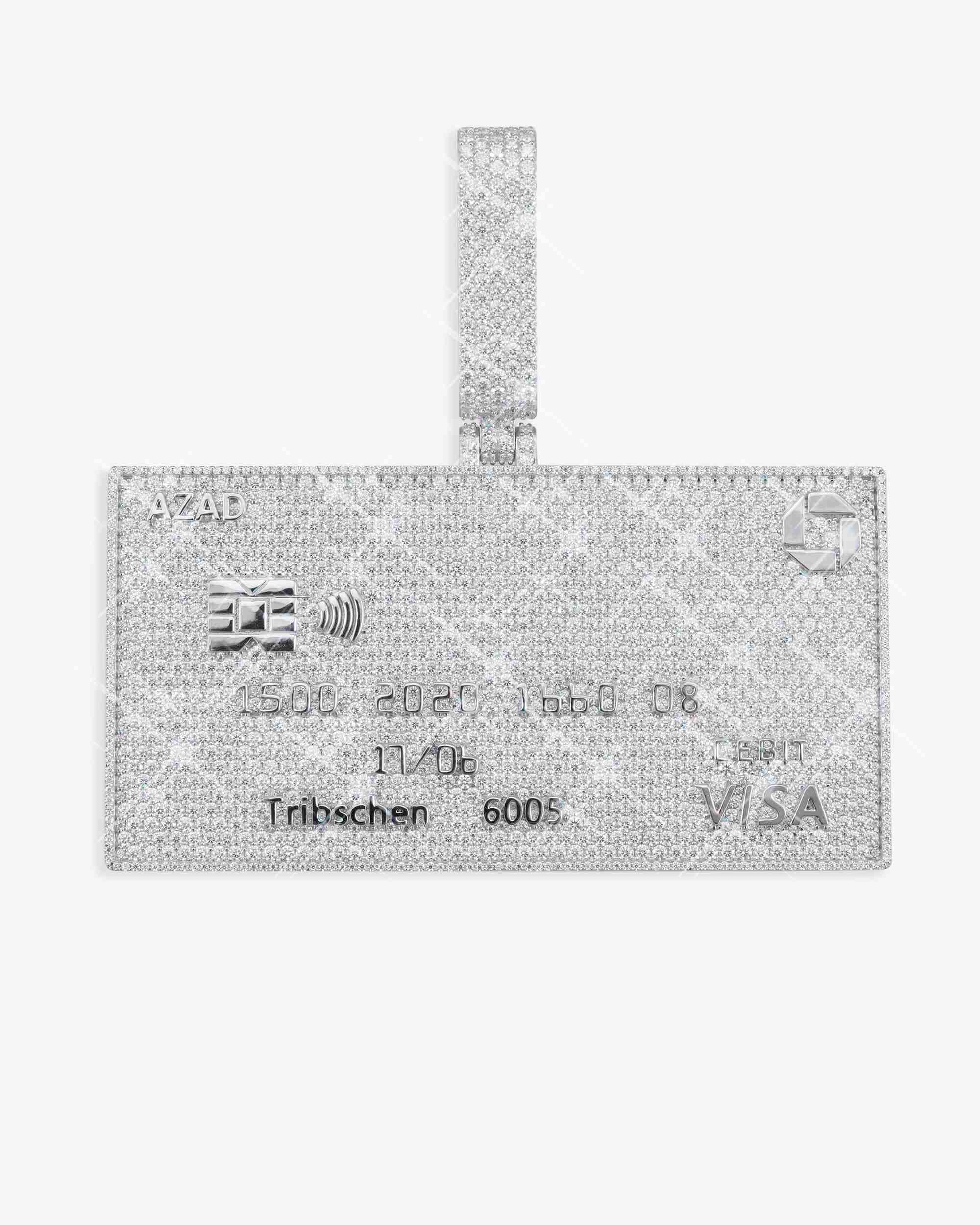 Custom Moissanite "Visa Card" Pendant 14K Gold