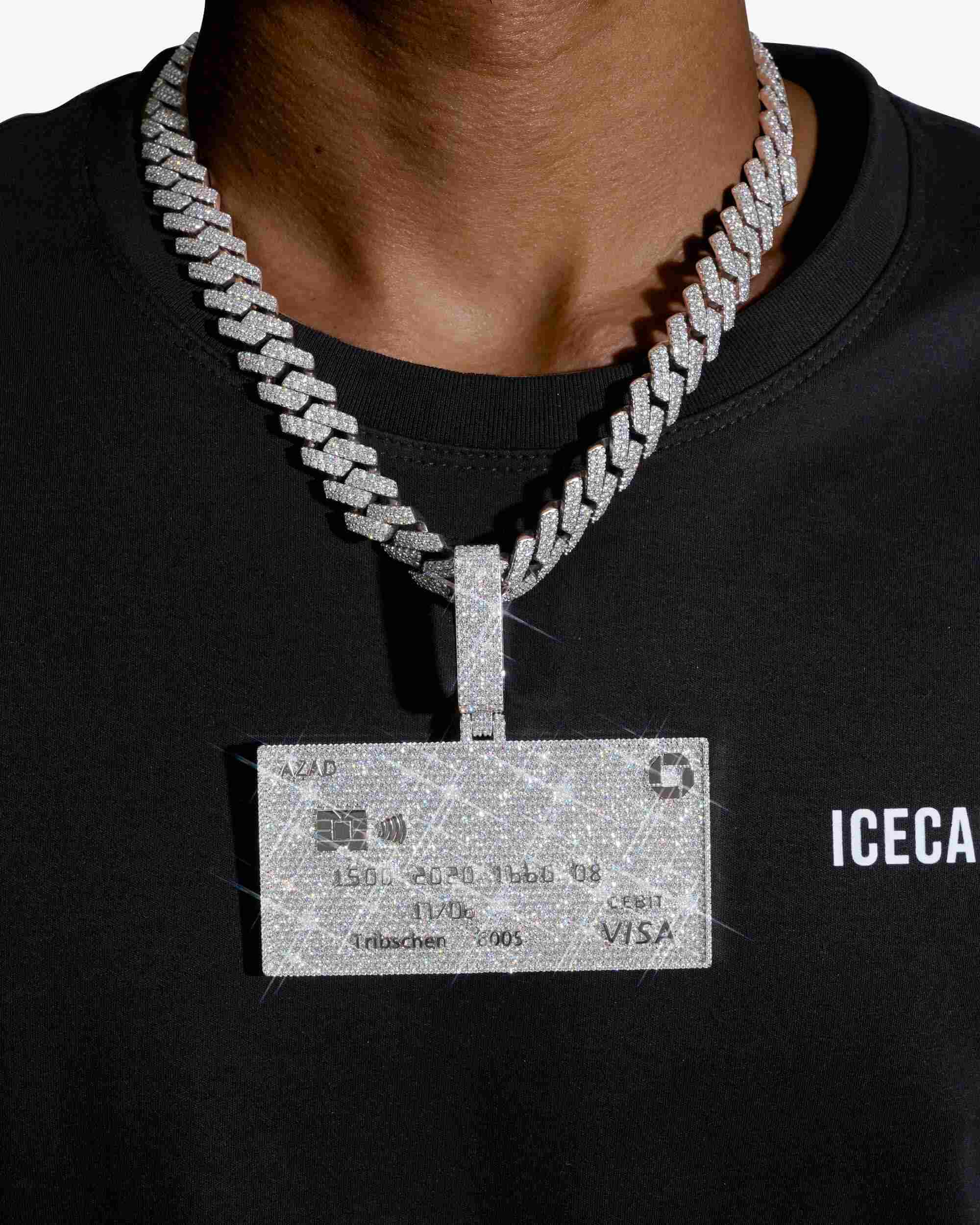 Custom Moissanite "Visa Card" Pendant 14K Gold - Image 2