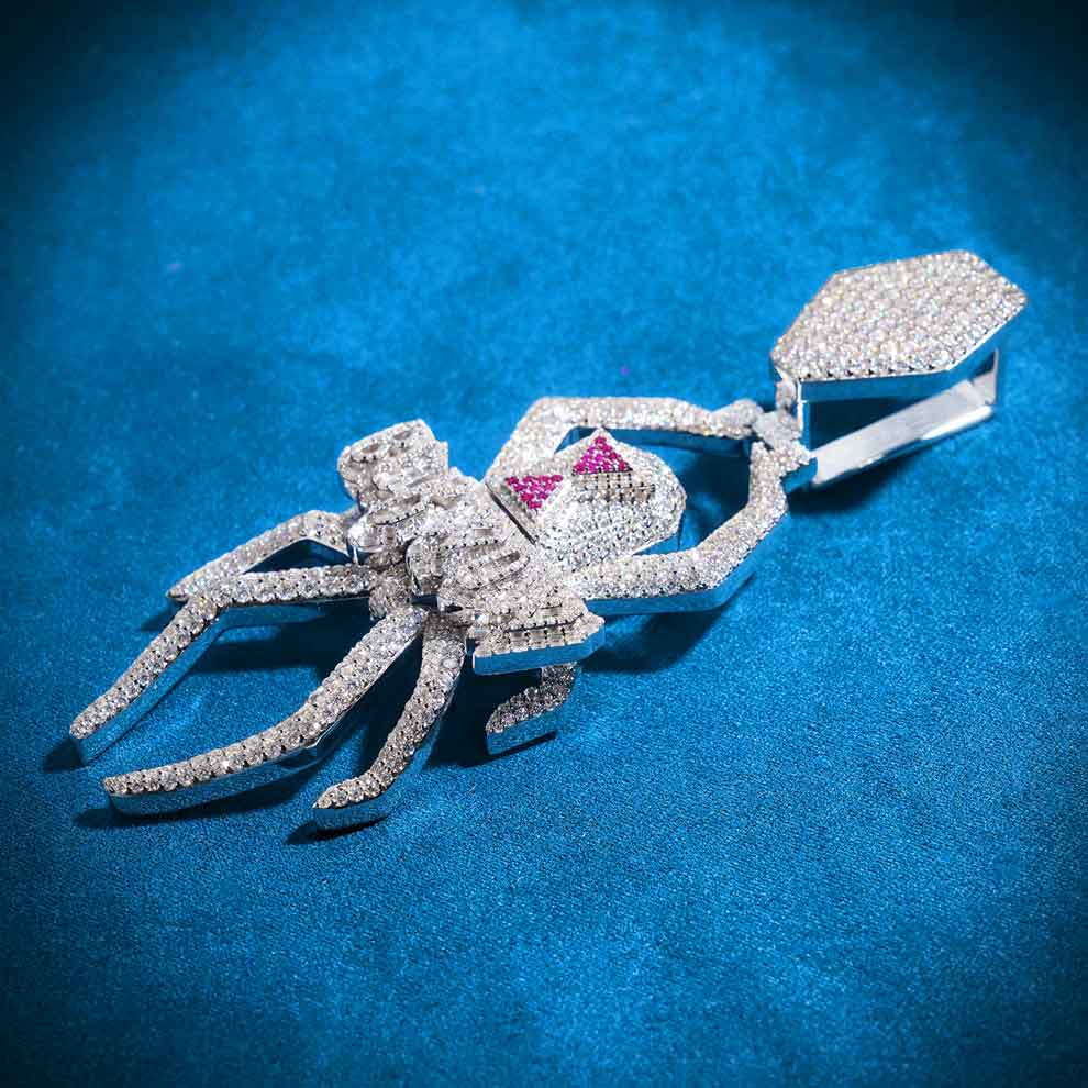Moissanite Custom Spider Pendant 14K Gold - Image 3